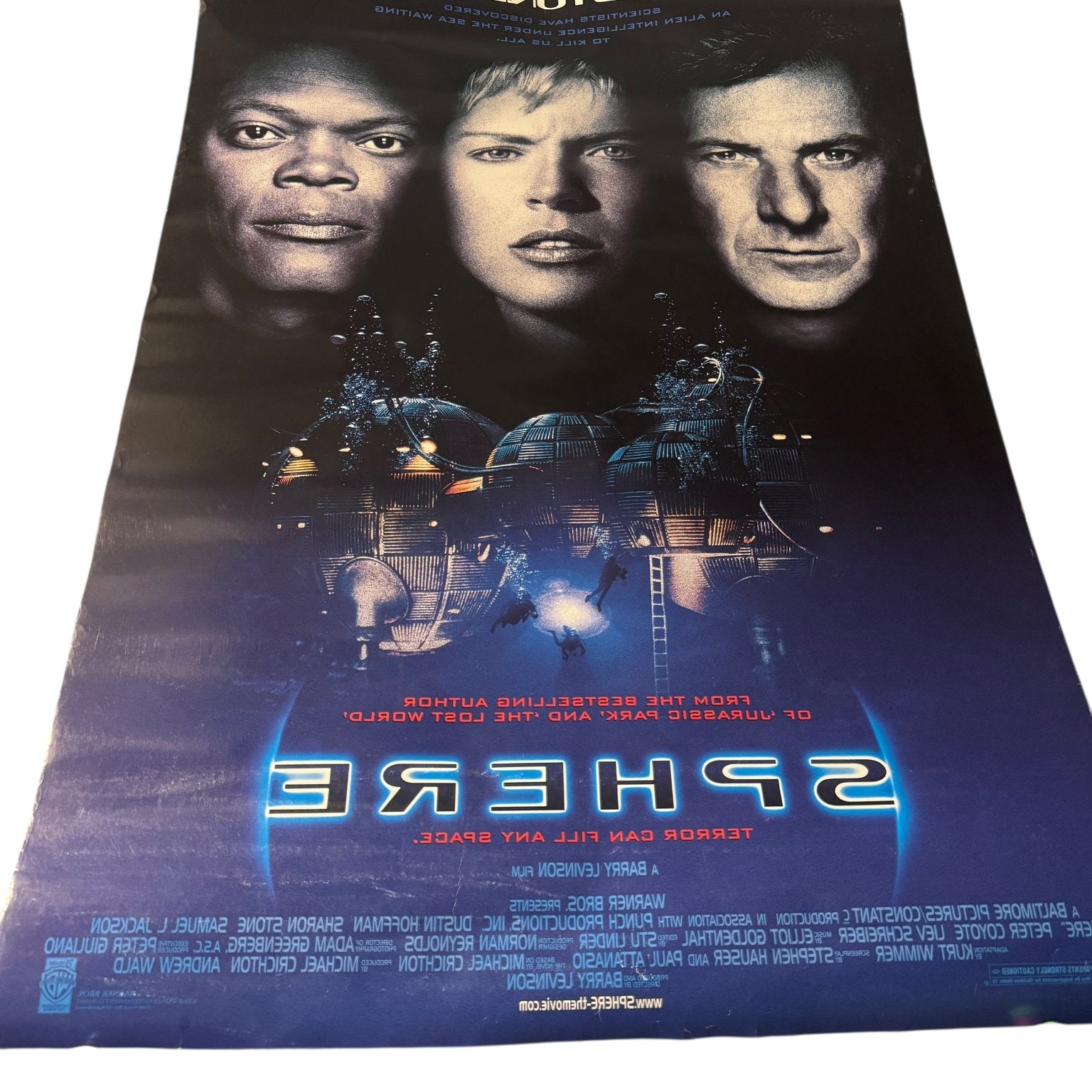 Sphere Vintage 1998 US One Sheet Movie Poster Sharon Stone Samuel L Jackson
