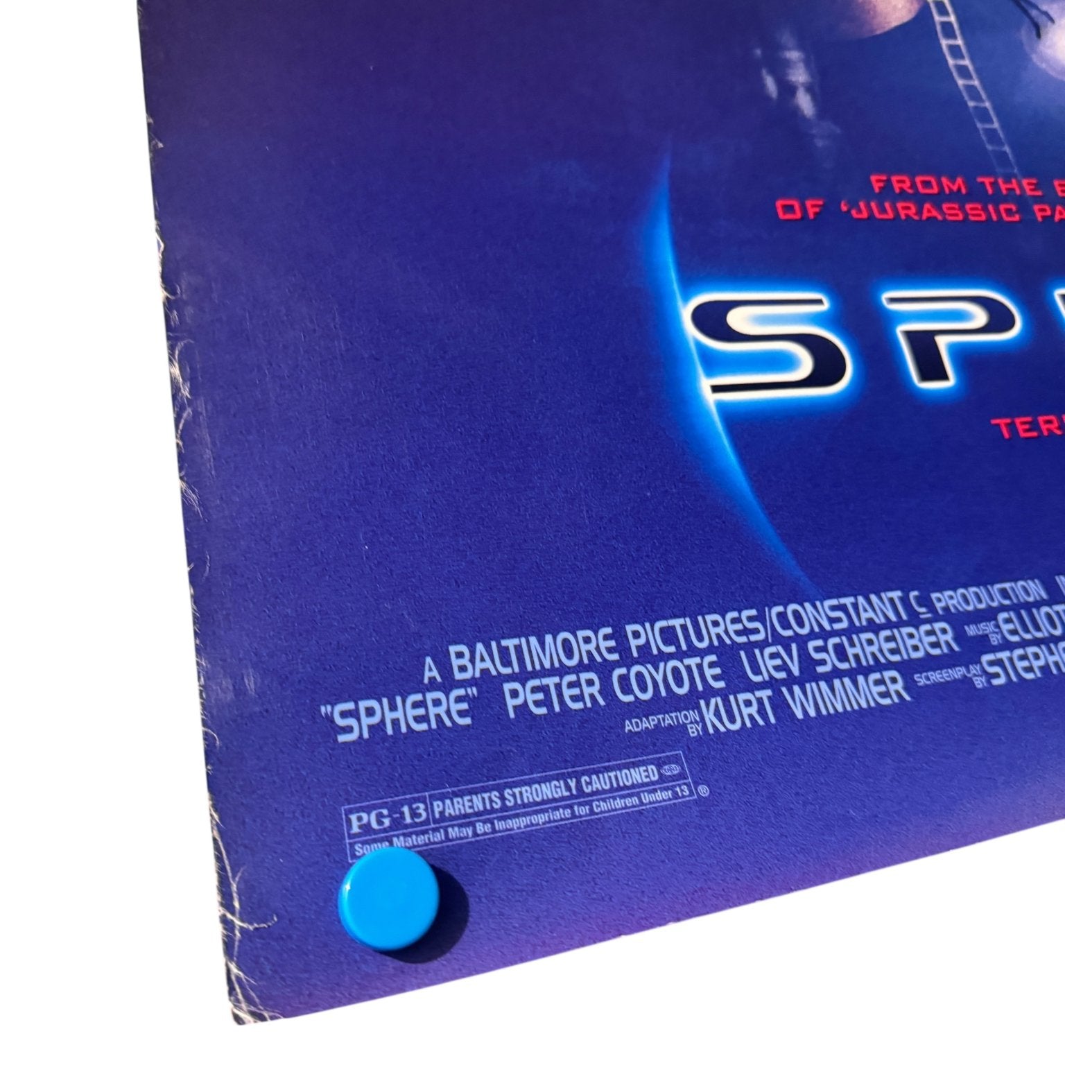 Sphere Vintage 1998 US One Sheet Movie Poster Sharon Stone Samuel L Jackson