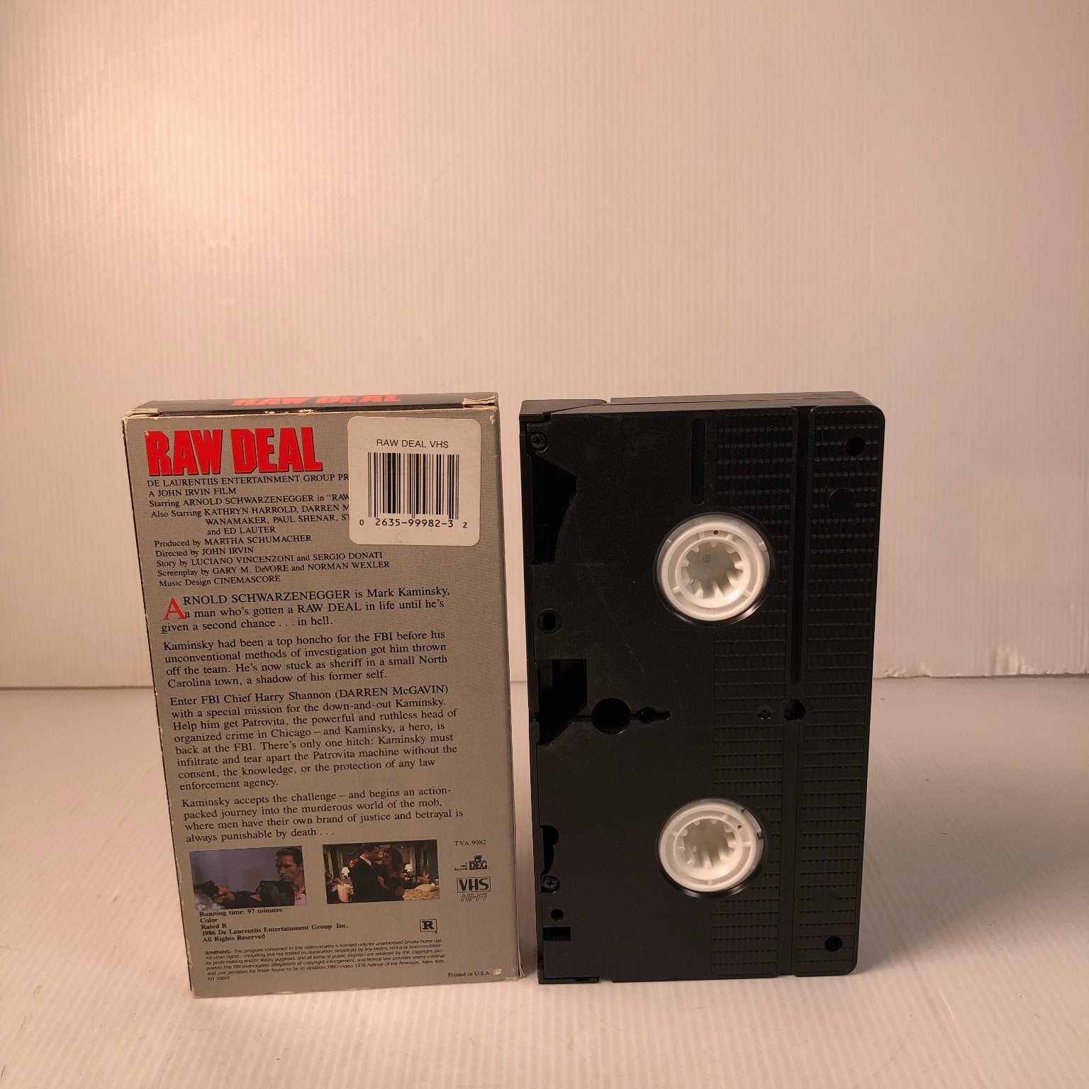 Raw Deal VHS 1986 Action Thriller Arnold Schwarzenegger HBO Video