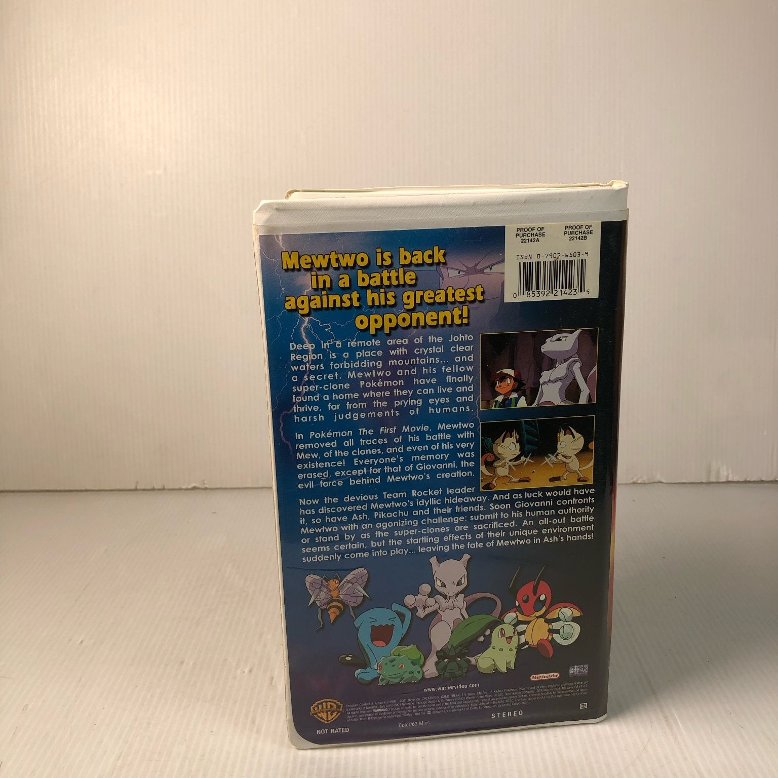 Pokemon Mewtwo Returns VHS 2001 Anime Adventure Warner Bros in Clamshell