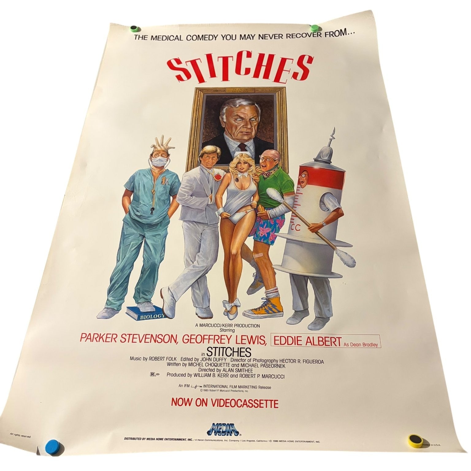 Stitches 1985 Video Store Movie Poster Parker Stevenson Eddie Albert Comedy