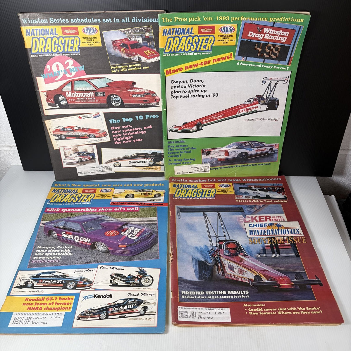 Lot of 22 National Dragster Magazine 1993 January - June NHRA Drag Racing Weekly