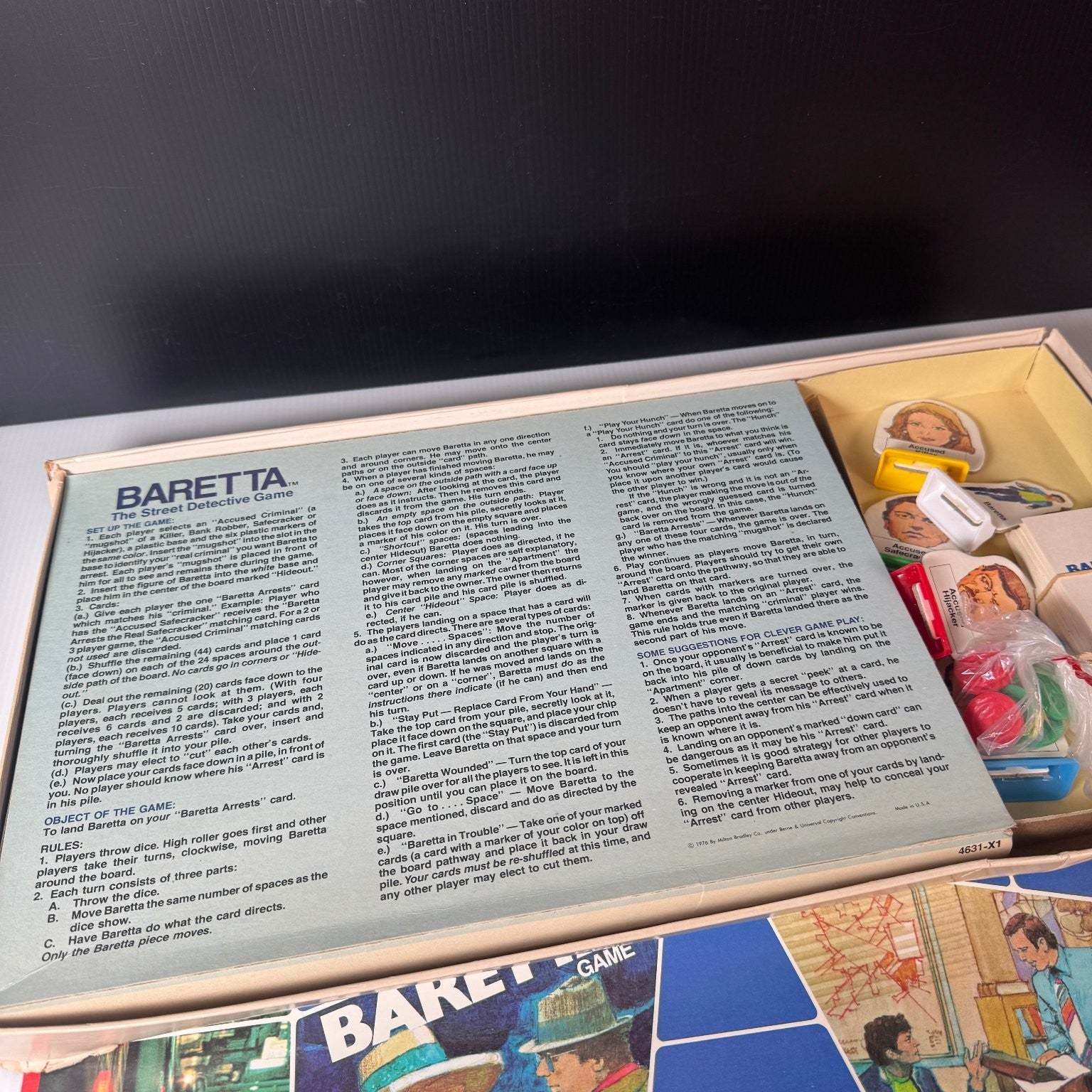 Baretta Milton Bradley Board Game Complete 2-4 Players Ages 8-14 Detective 1976