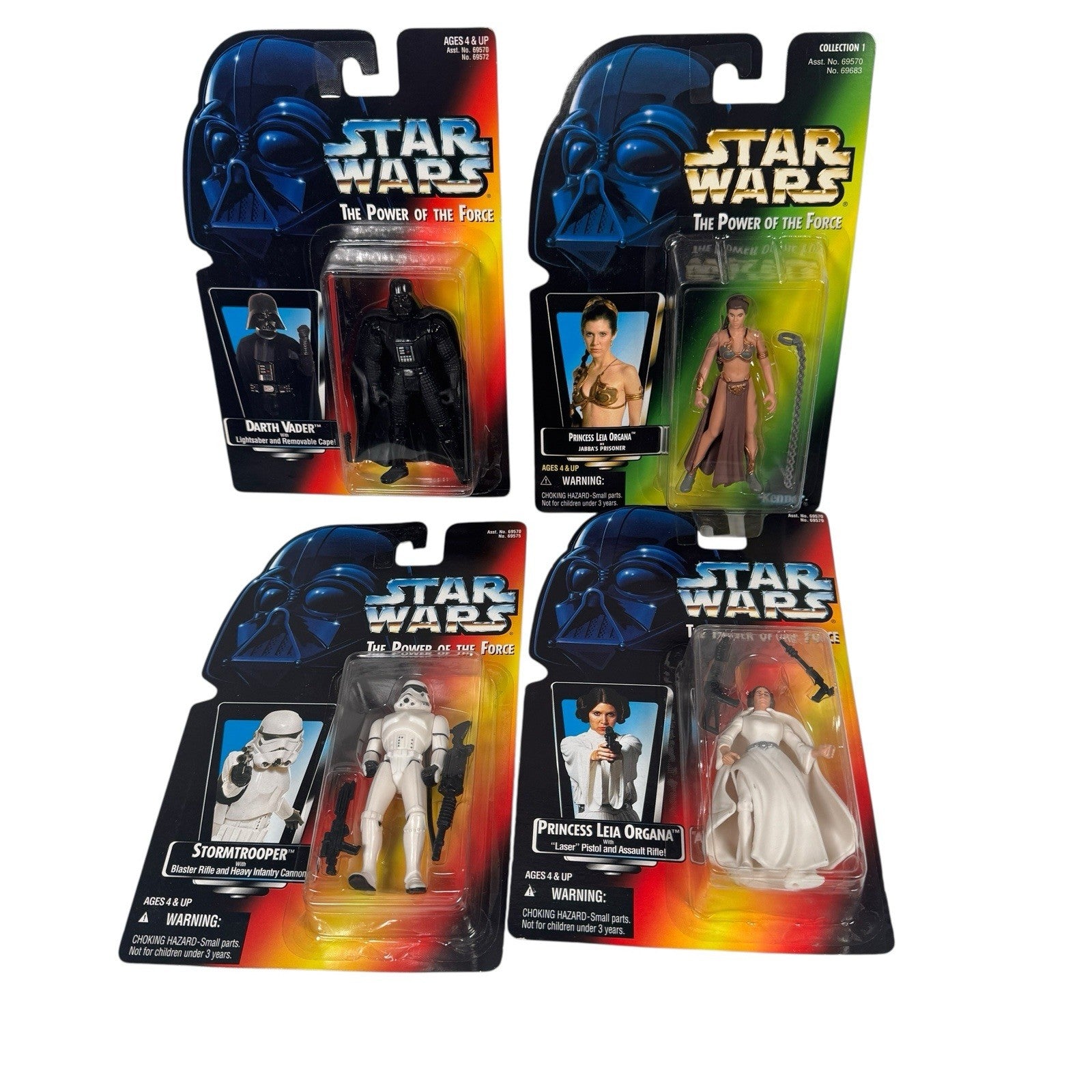 Star Wars Power Of The Force POTF Figure Lot of 4 Darth Vader & More Long Saber