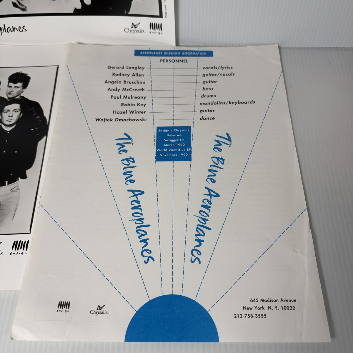 The Blue Aeroplanes Press Kit Photos & Flyer Chrysalis Ensign 1990 Music