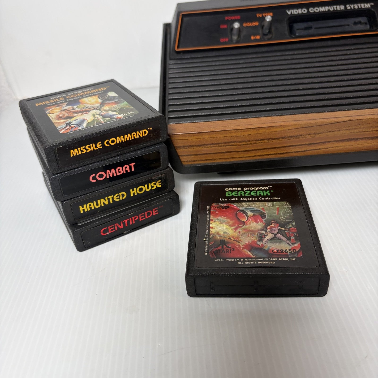 Atari 2600 Video Computer System Console Tested & Working w/ Joystick + 5 Games