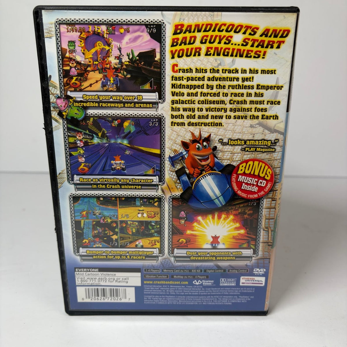 Crash Nitro Kart - PlayStation 2 PS2 CIB w/ Bonus Music CD Soundtrack Racing