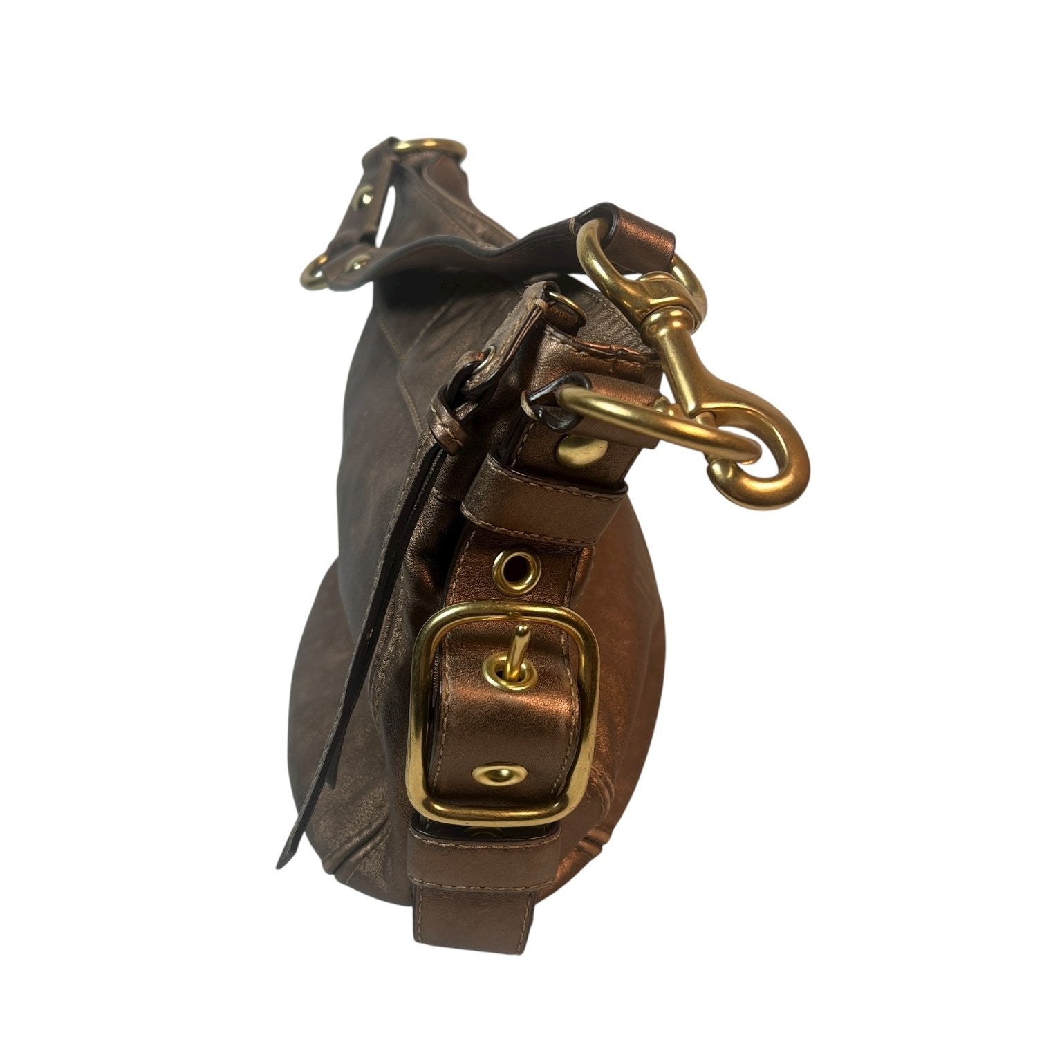 Y2K Coach Zoe Metallic Bronze Leather Hobo Handbag F0882-12671