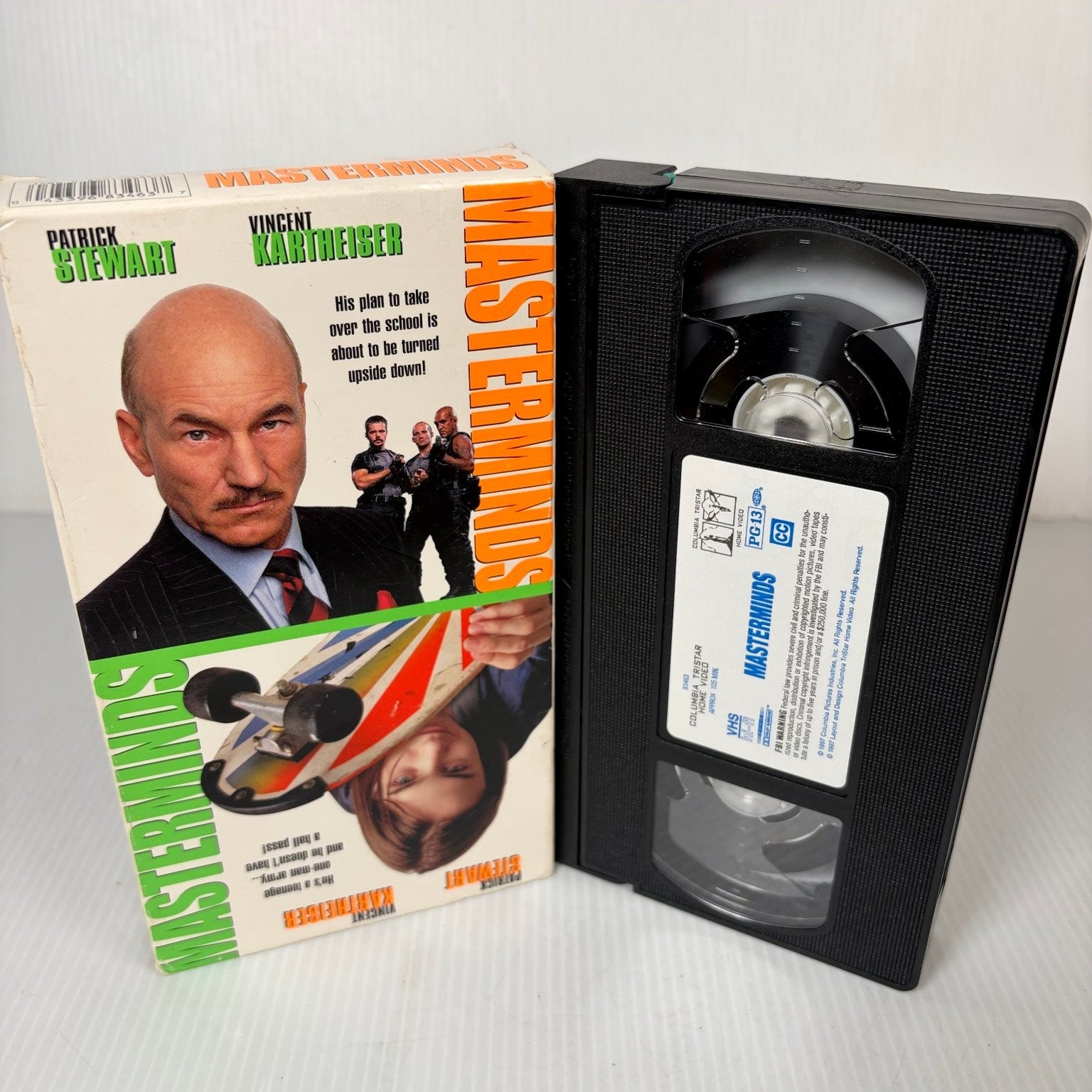Masterminds VHS 1997 Action Comedy Patrick Stewart Columbia TriStar