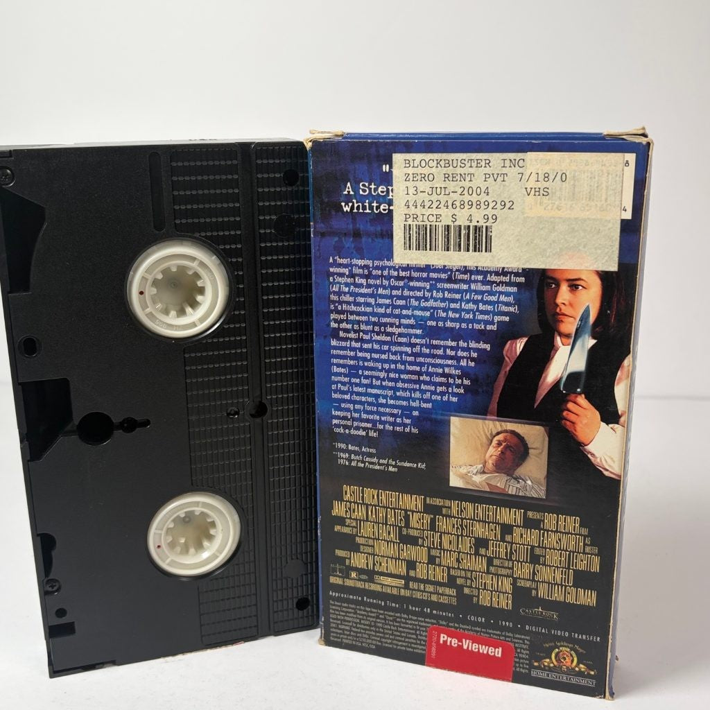 Misery VHS MGM Movie Time Stephen King James Caan Kathy Bates 1990 Horror