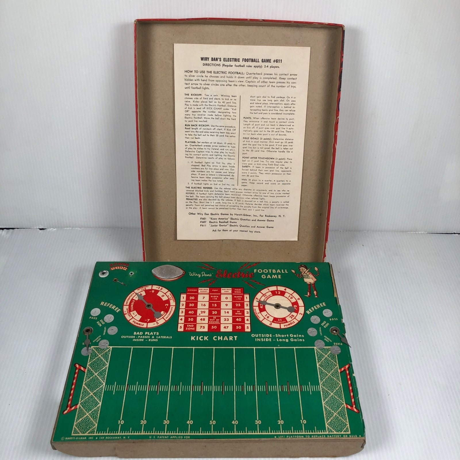Vintage Wiry Dan's Electric Football Game No. 611 w/ Original Box AS IS
