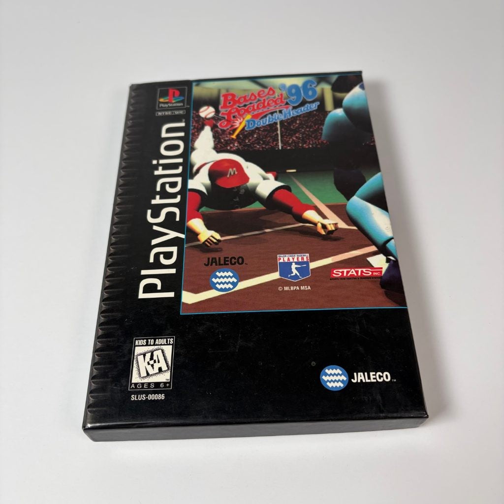 Bases Loaded '96 Double Header PS1 PlayStation Long Box Jaleco Baseball 1995