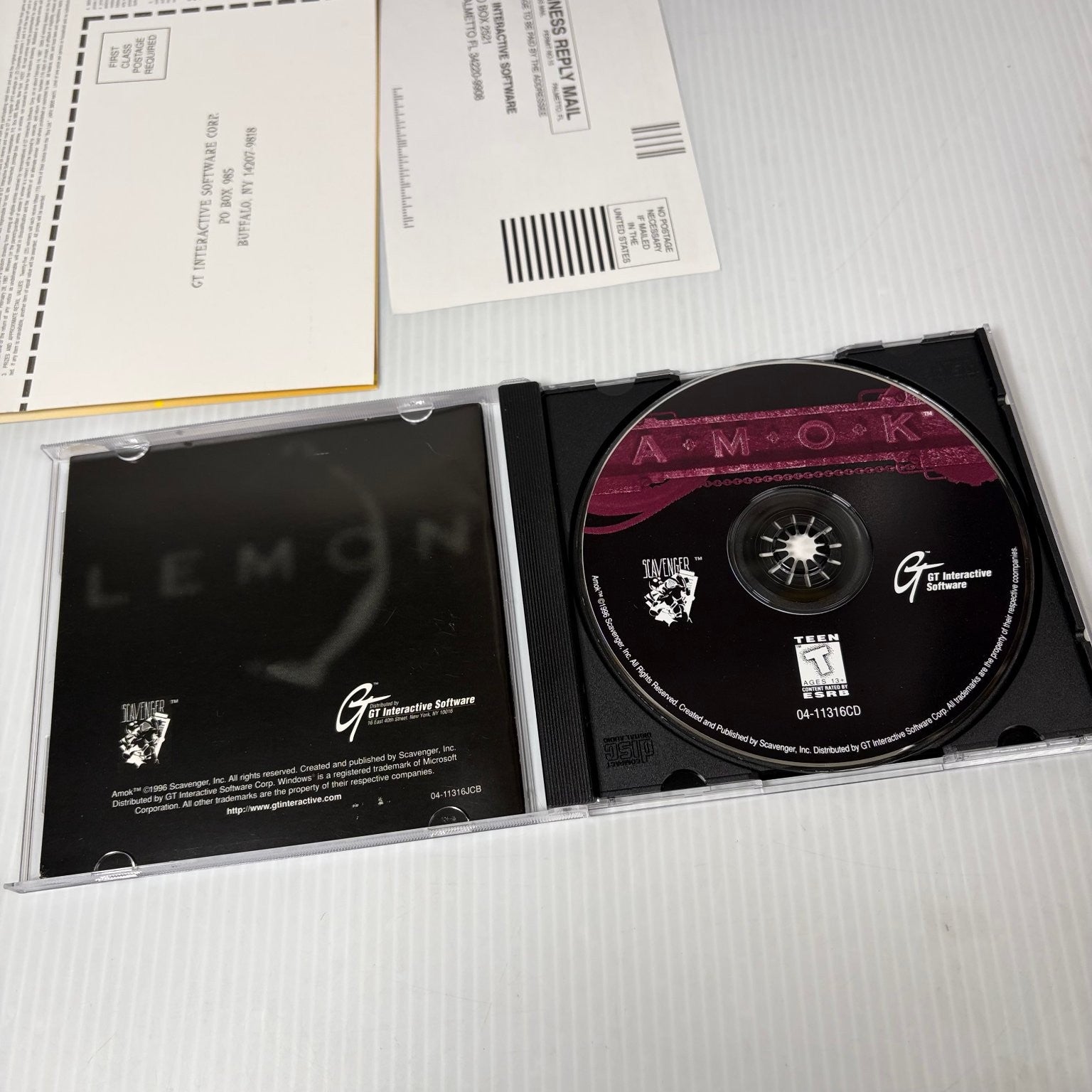 AMOK PC CD-ROM Big Box Video Game Action Shooter Mech Combat Complete