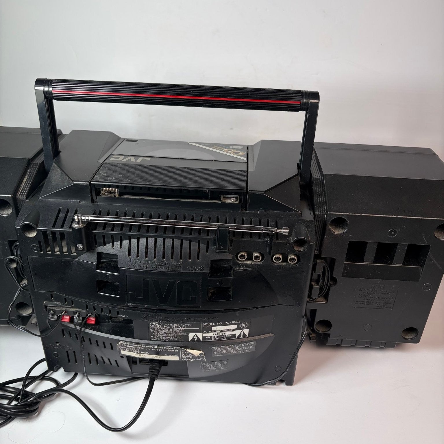 JVC PC-V2 Portable CD Cassette Boombox Radio Cassette Player Works No CD