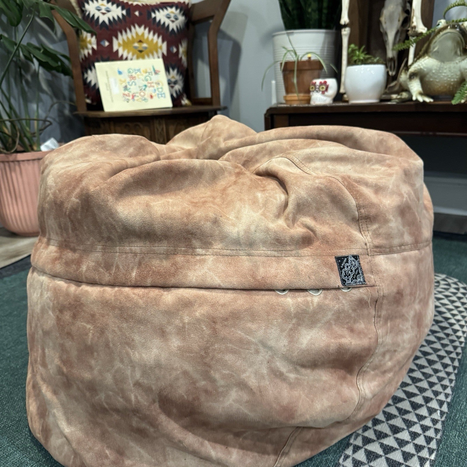 Lovesac Minisac Beige Microsuede Beanbag Mini Model Discontinued ~29” Diameter