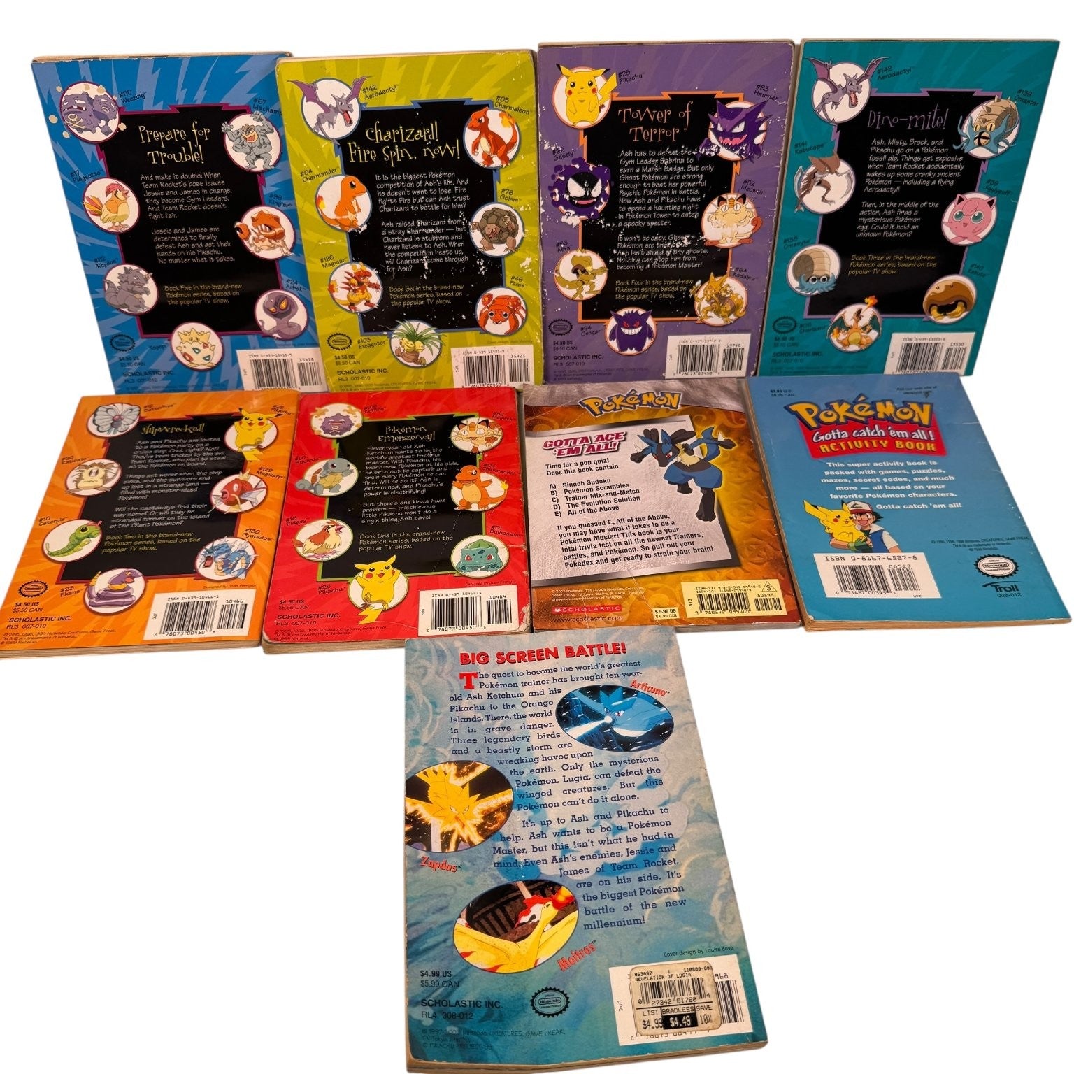 Pokemon Books Lot of 9 Y2K Scholastic Paperback Kids Fiction by Tracey West 2000