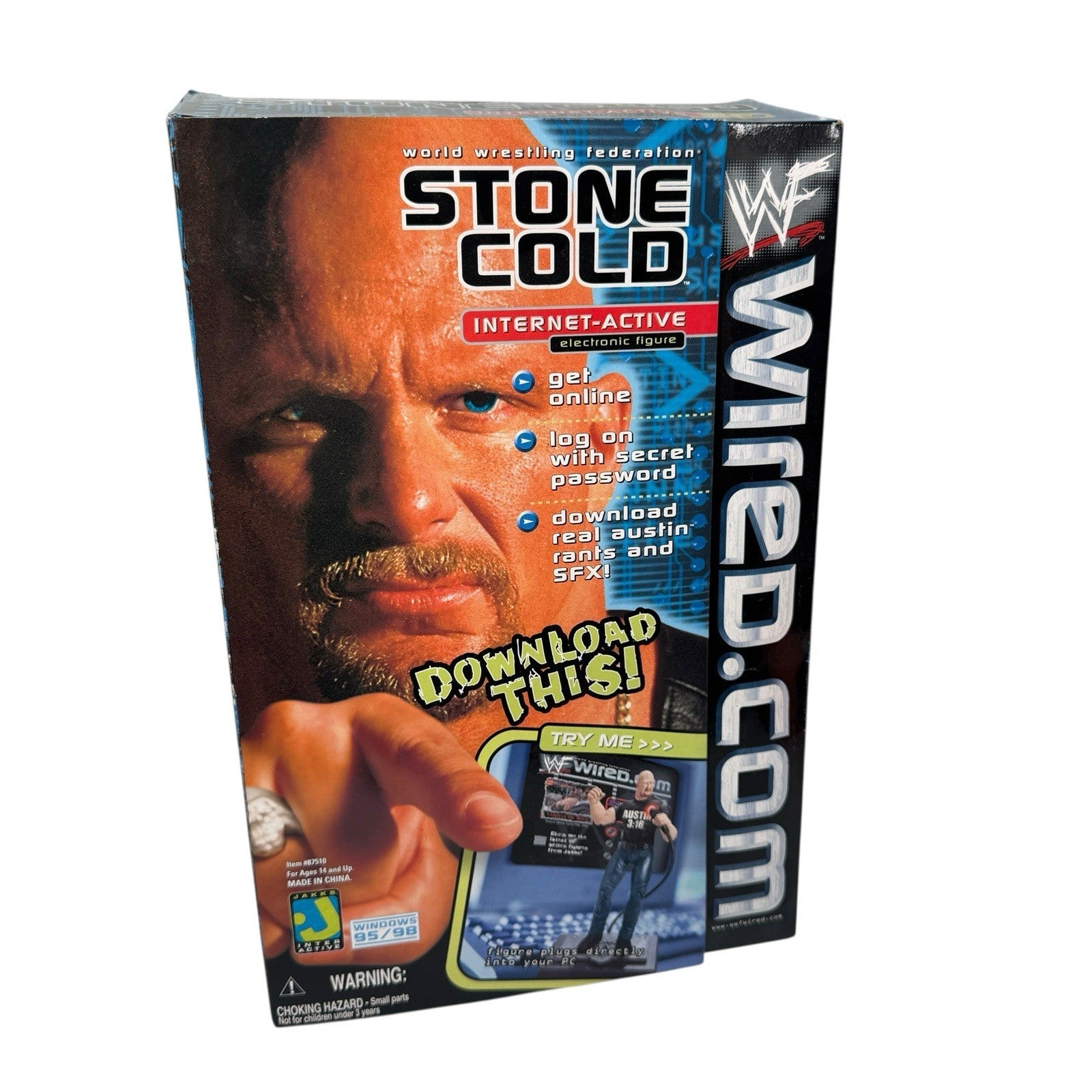 WWE WWF STONE COLD Steve Austin Internet Active Electronic Figure Jakks 1999 NIB