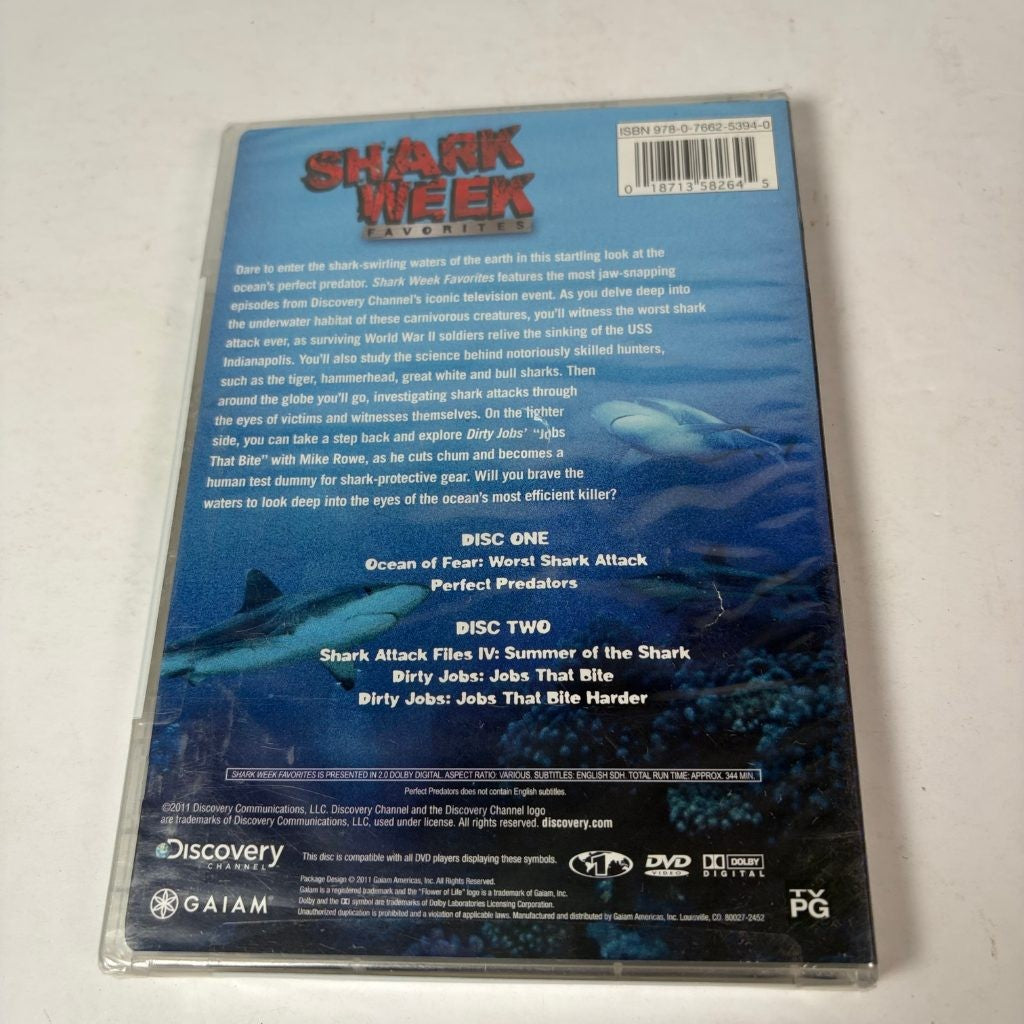Shark Week Favorites DVD Discovery Channel 2 Disc Set Sealed Dirty Jobs 2011