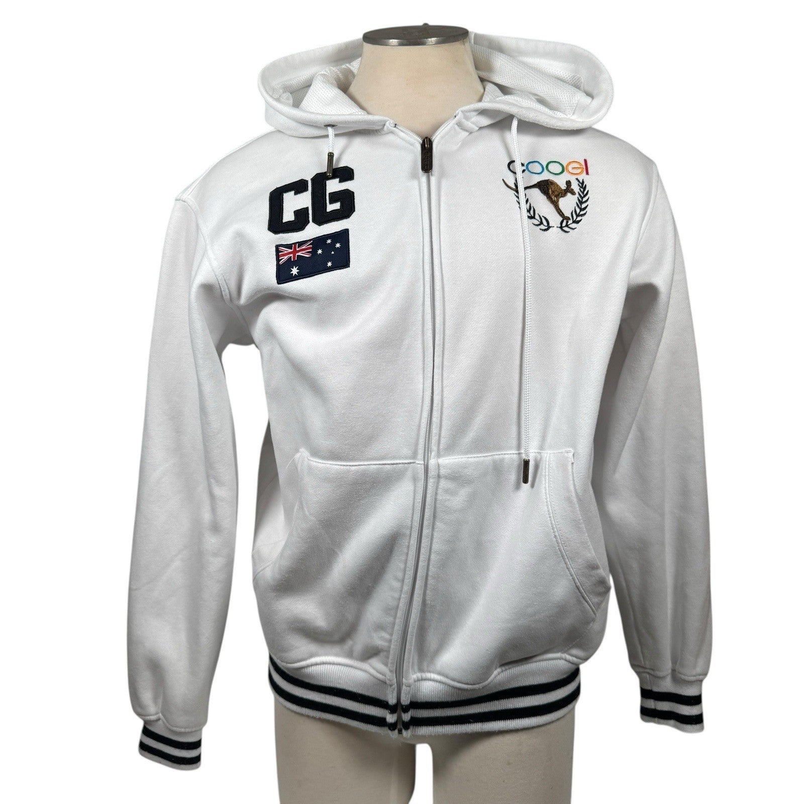 Coogi Australia Zip-Up Hoodie w/ Embroidery & Mesh Lined Hood