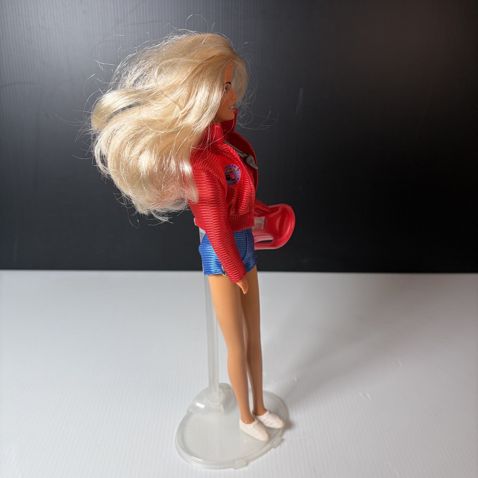 Vintage Baywatch Doll CJ Parker Pamela Anderson Red Jacket Blue Shorts Lifeguard