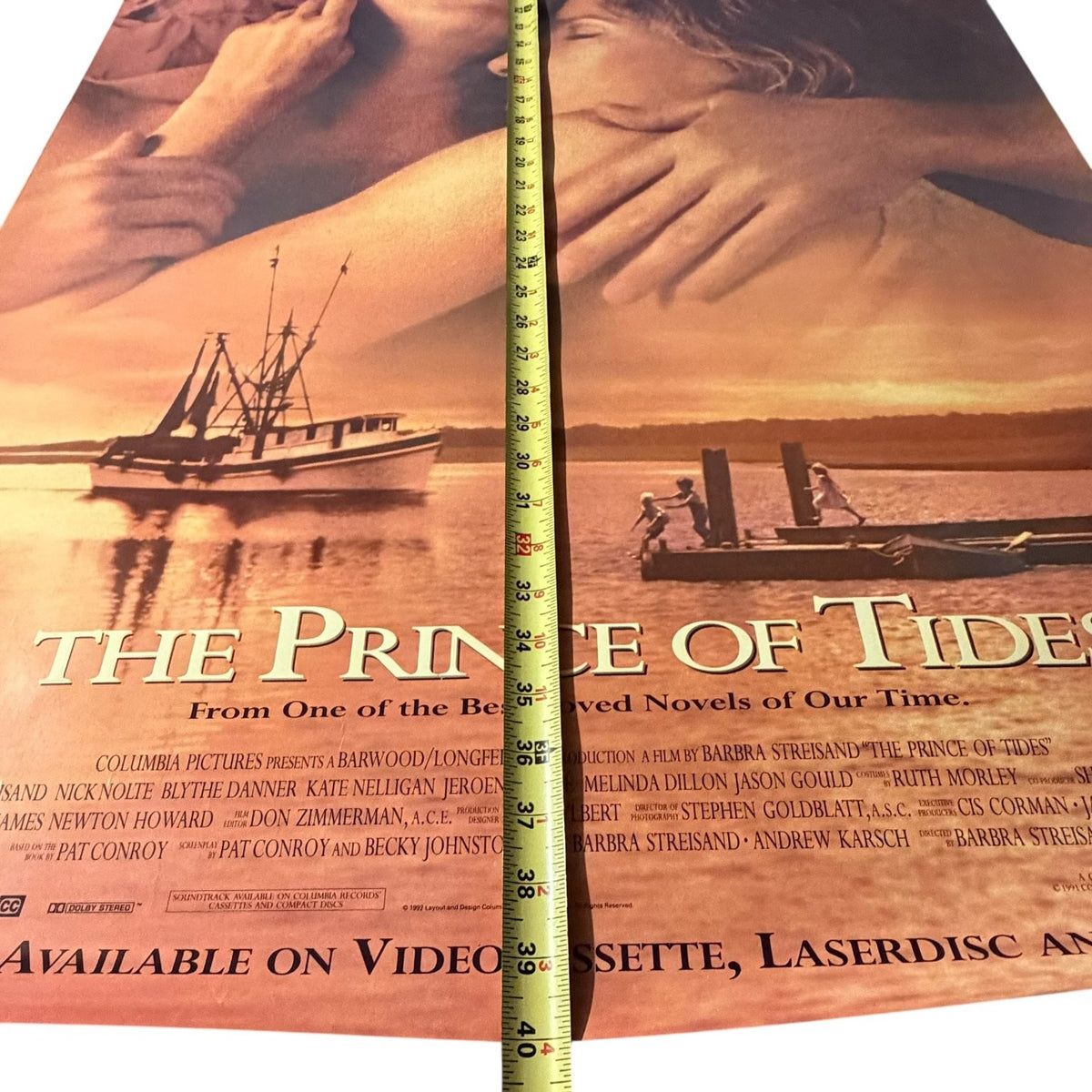 The Prince of Tides 1991 Video Store Poster Barbra Streisand Nick Nolte 27"x40"