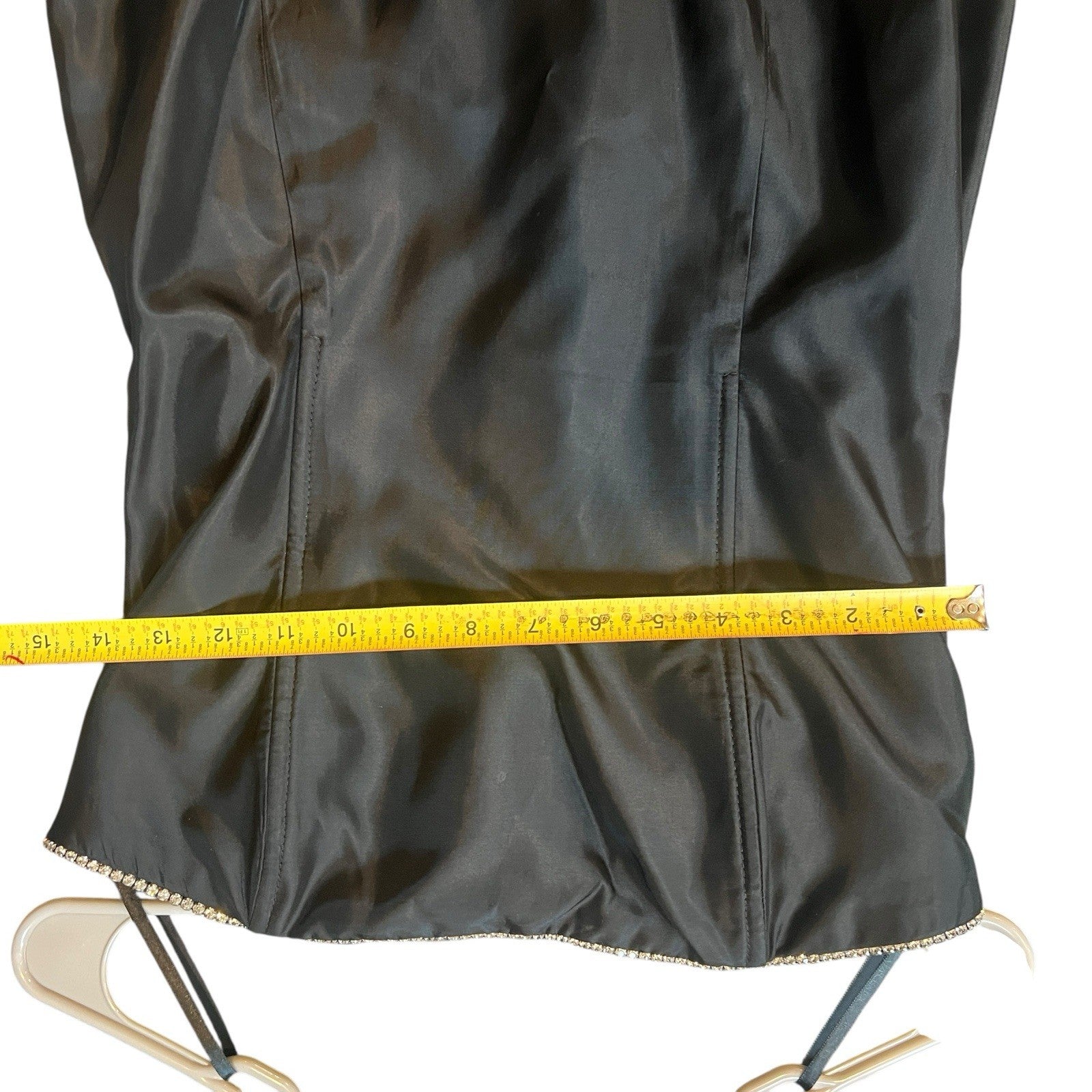 Vintage Jessica McClintock Gunne Sax Black Goth Prom Cocktail Dress Rhinestone