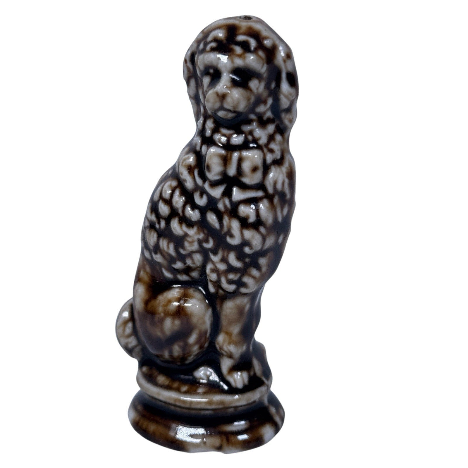 Antique Bennington Rockingham Style Ceramic Poodle Dog Animal Whistle 19th Cent