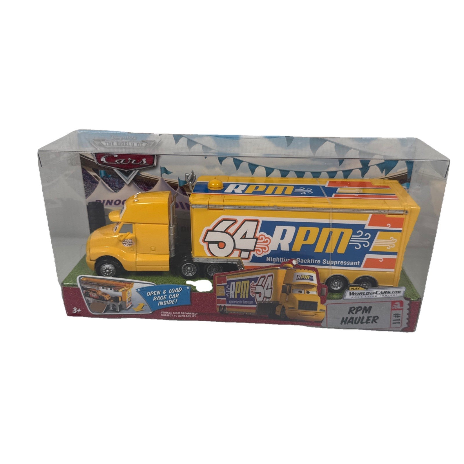 Disney Pixar Cars RPM Hauler Semi Cab Trailer Piston Cup Bruce Miller 1:55