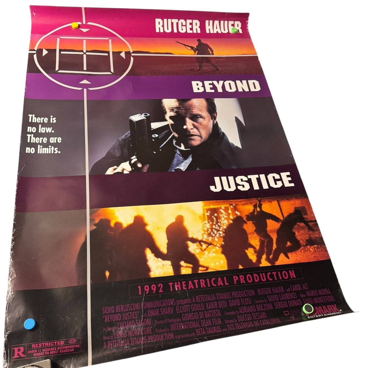 Beyond Justice 1992 One-Sheet Movie Poster Action Thriller Rutger Hauer 40"x27"