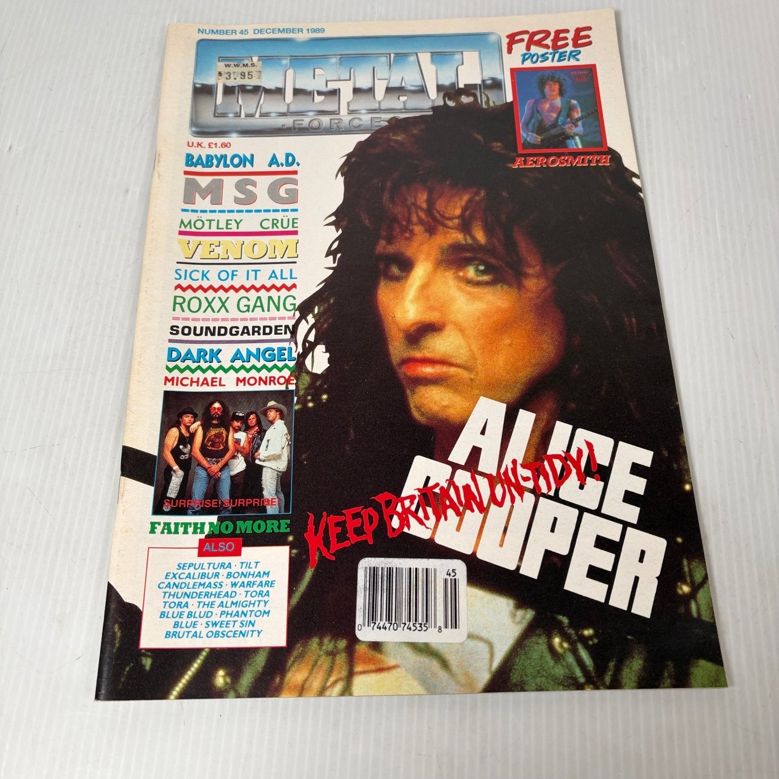 Metal Force Magazine December 1989 Alice Cooper Cover Aerosmith Poster