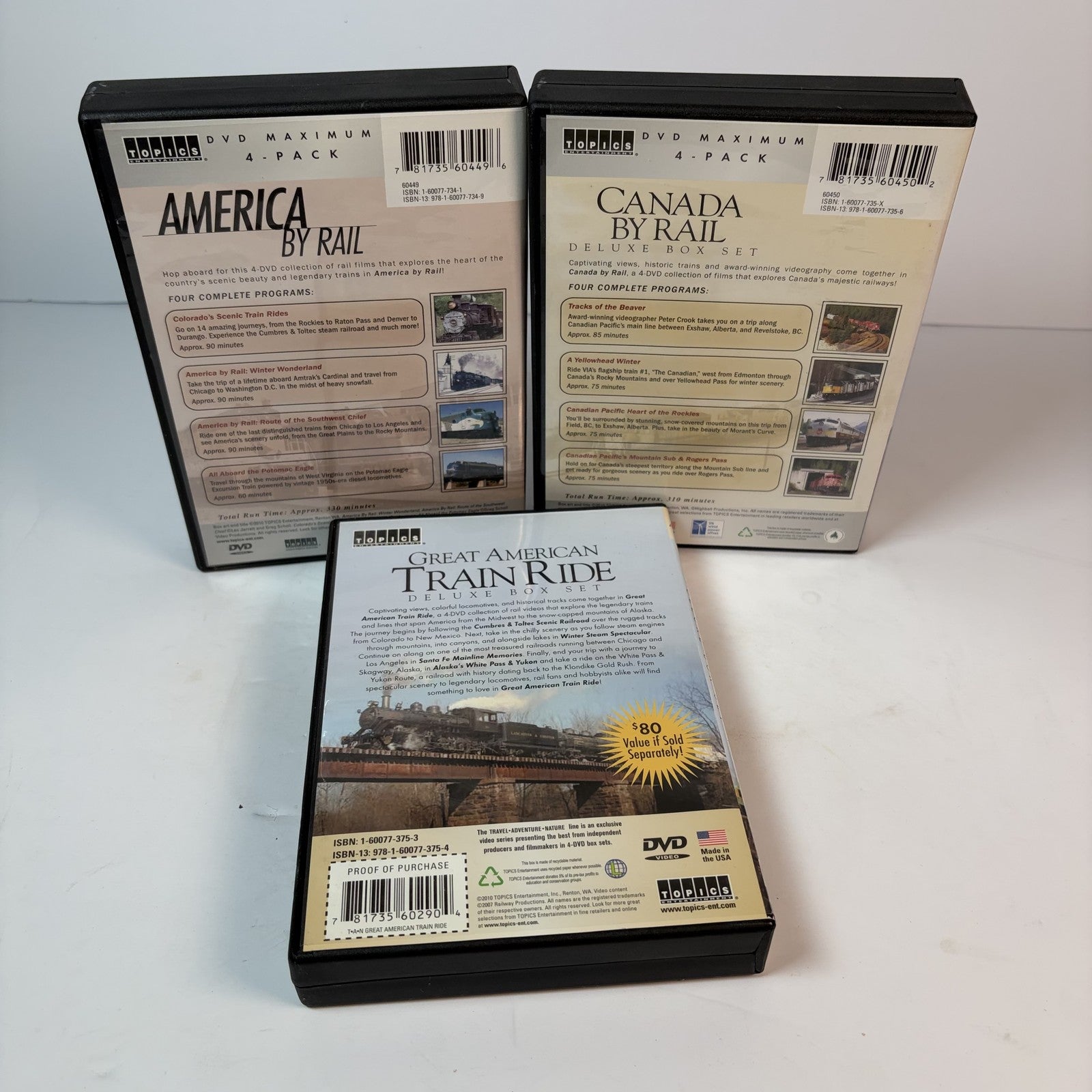 Lot of 3 Train DVD Sets America By Rail Great American Train Ride Canada By Rail