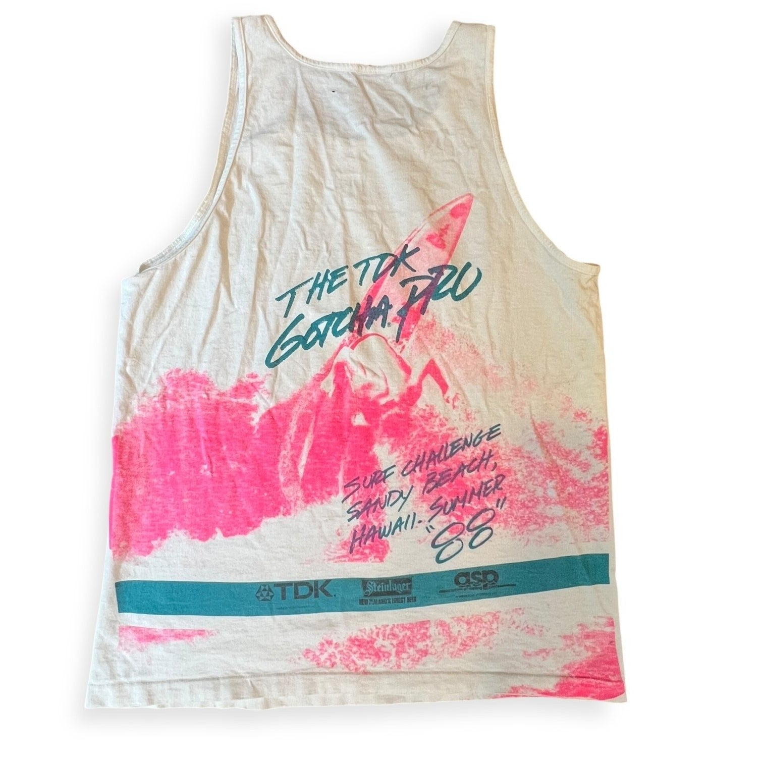 Vintage Gotcha Pro Men's Tank Top White Size M NO TAG Surf 1988 Hawaii (Dry Rot)