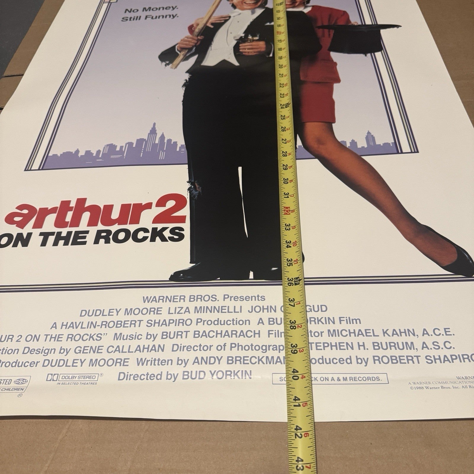 Vintage Arthur 2 On The Rocks Video Store Promotional Poster 42”x27”
