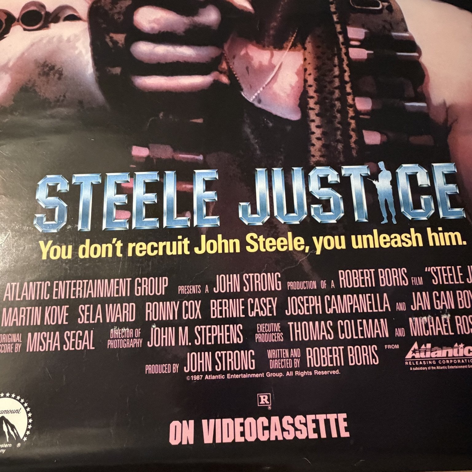 Vintage Steele Justice 1987 Video Store Movie Poster Action Thriller 37" x 23"