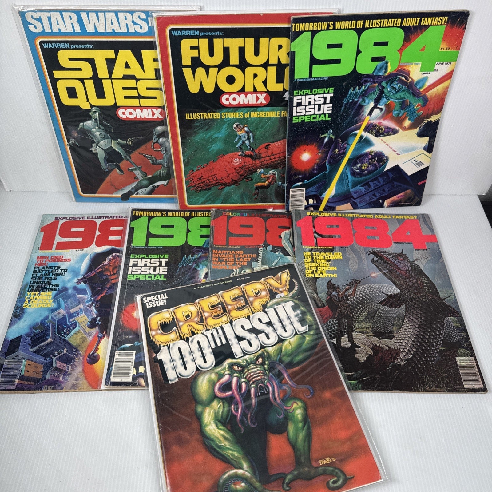 Lot Of 8 Vintage Sci-Fi & Horror / Monster Warren Magazines Creepy, 1984 & More