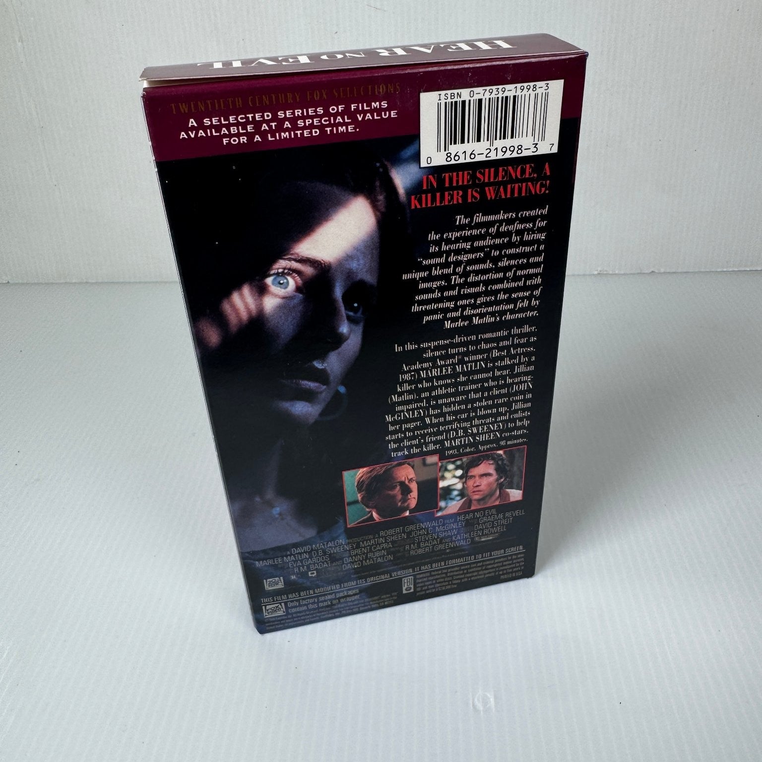 Hear No Evil VHS 1993 Thriller Original Release Twentieth Century Fox