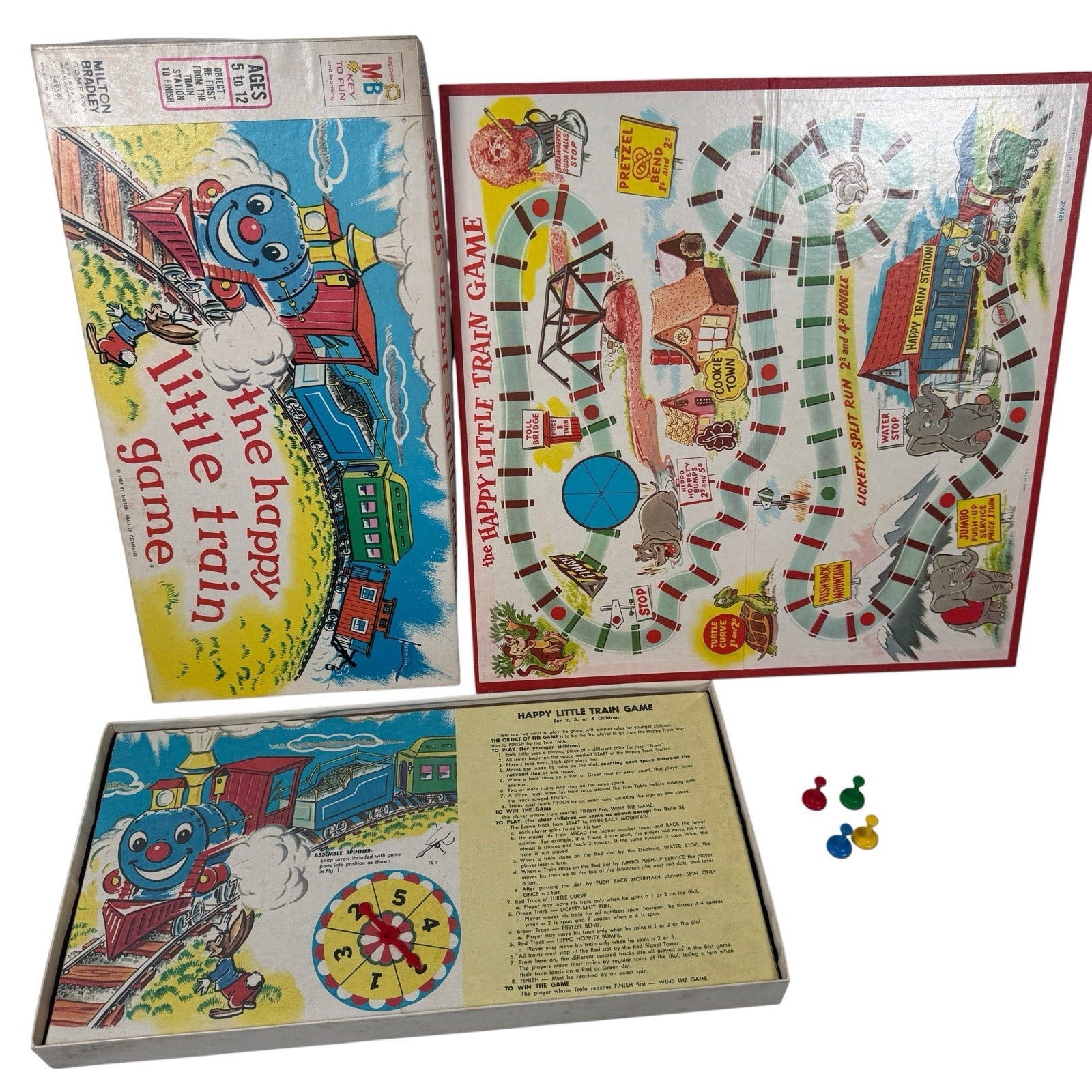 Vintage The Happy Little Train Spinner Board Game Milton Bradley