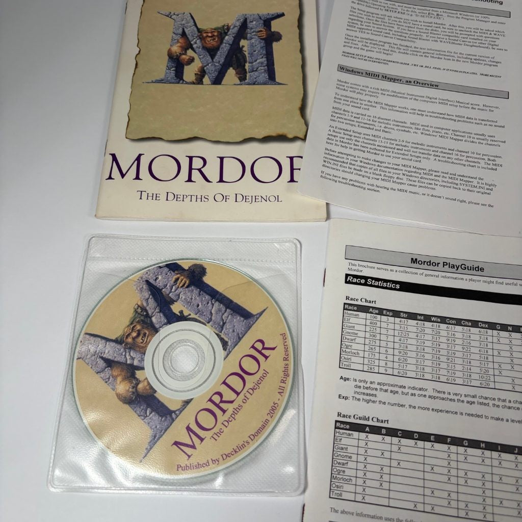 Mordor The Depths of Dejenol PC CD Manual Decklin's Domain 2005 + Demise Demo