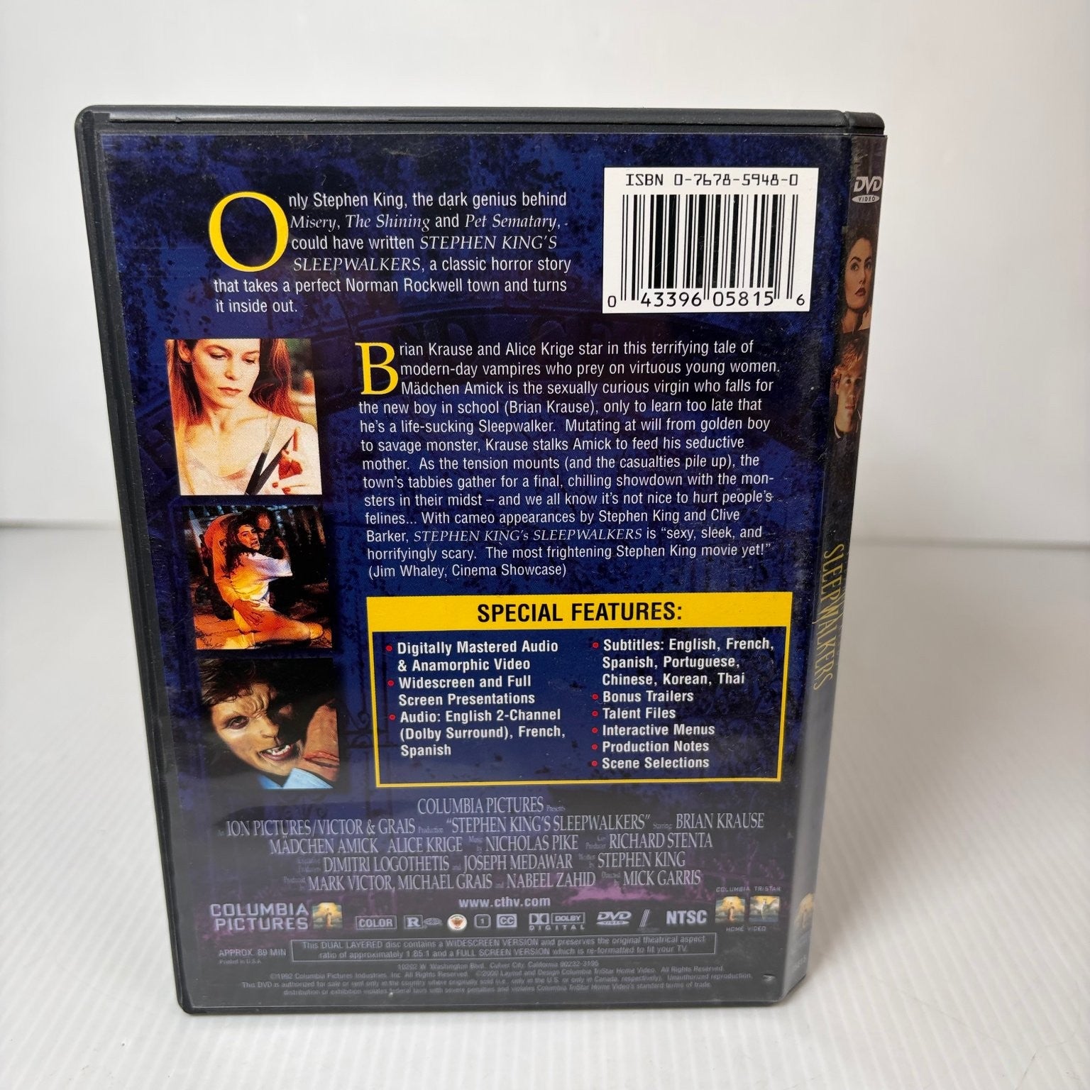 Stephen King's Sleepwalkers DVD 1992 Horror Brian Krause Alice Krige NTSC