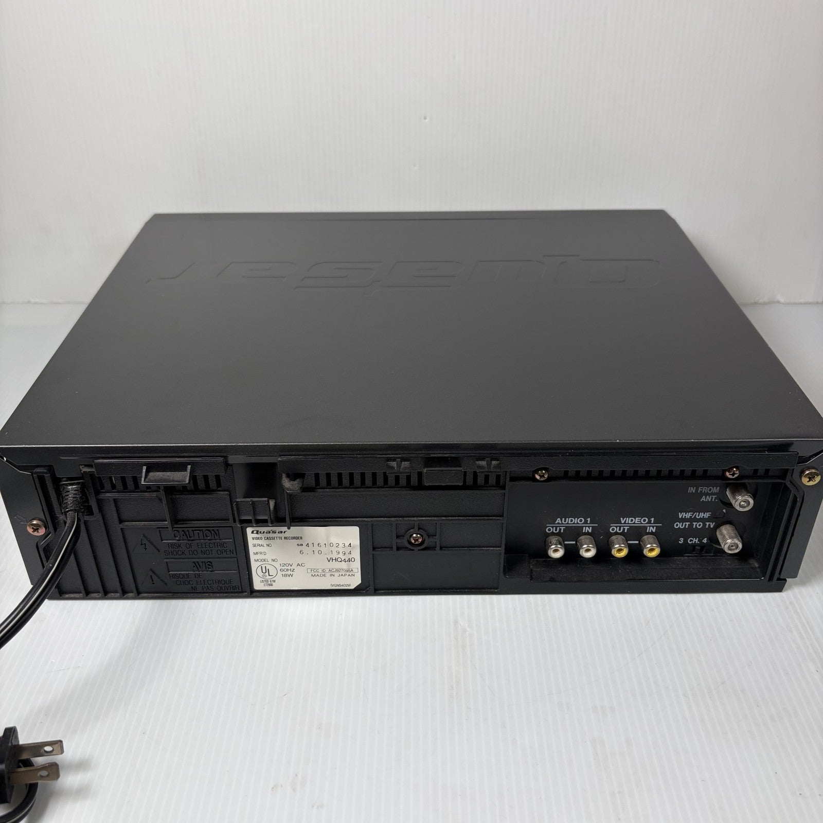 Quasar VHQ440 4 Head VCR W/ Remote Made in Japan Tested & Working