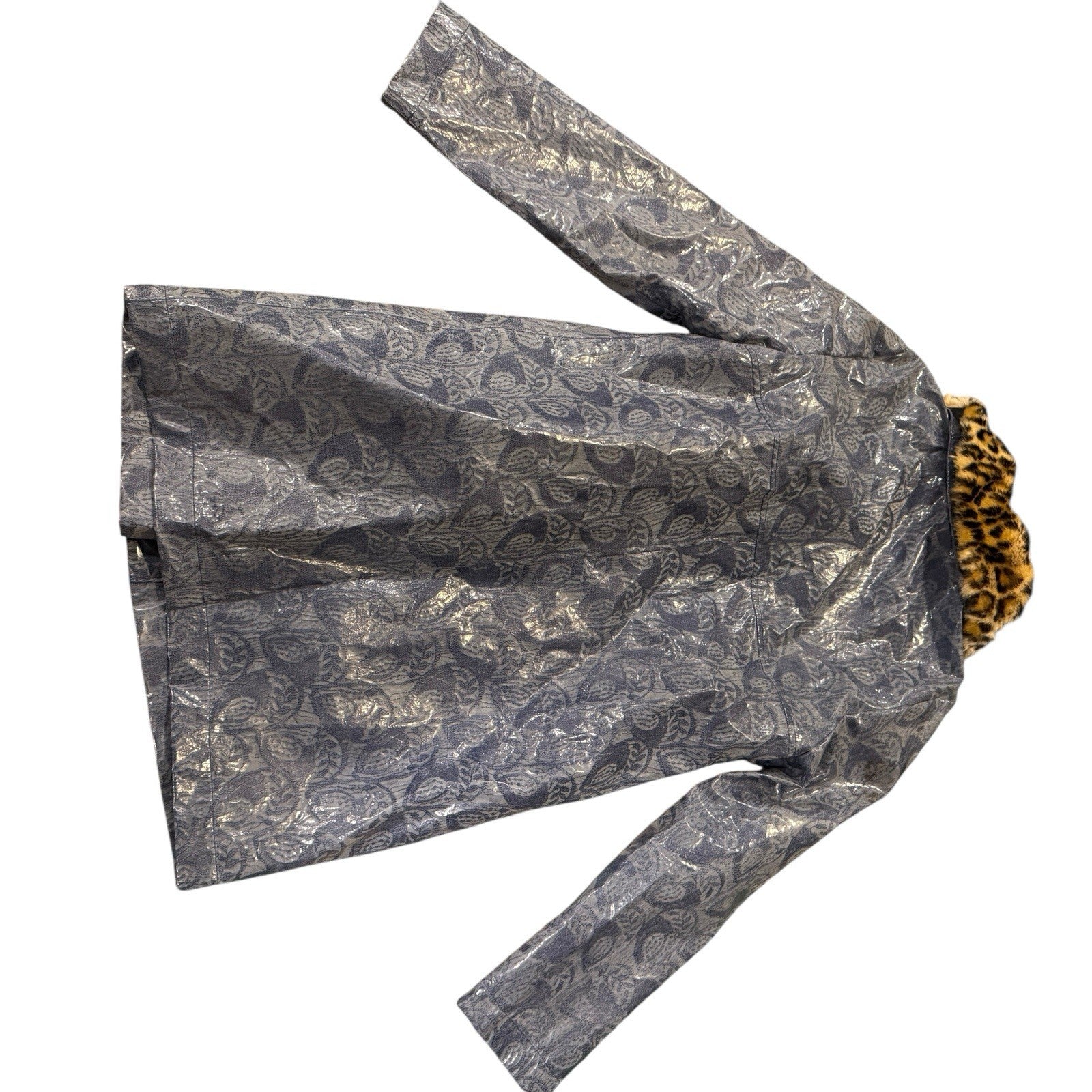 Stand Studio Designer Anais Rain Coat Long Dark Navy Translucent Sz 38 PVC Lace