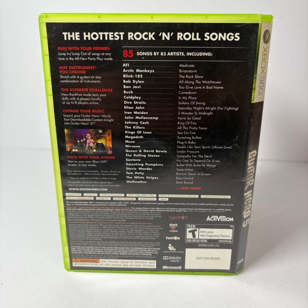 Guitar Hero 5 Xbox 360 Activision Music Rhythm Game CIB Complete