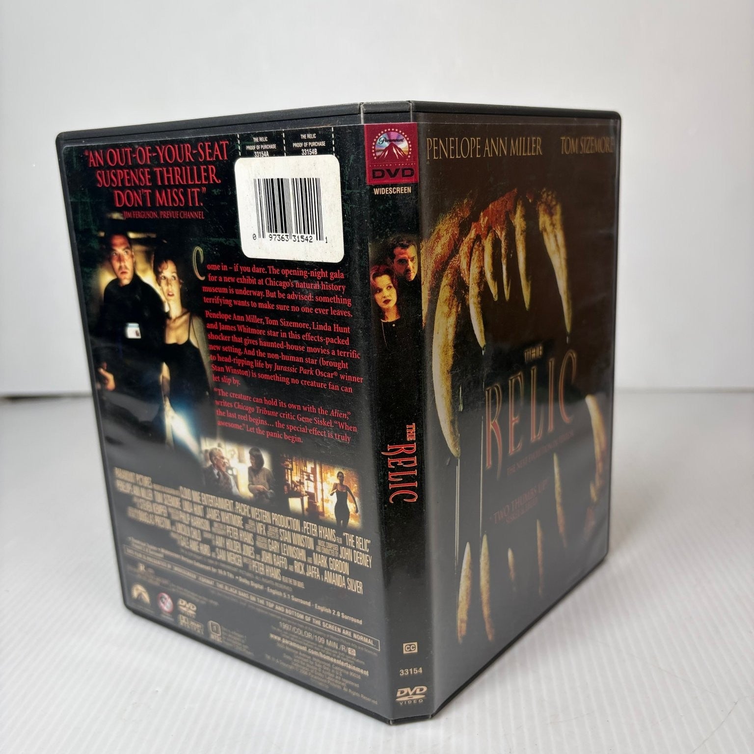 The Relic DVD 1997 Widescreen Penelope Ann Miller Tom Sizemore Peter Hyams