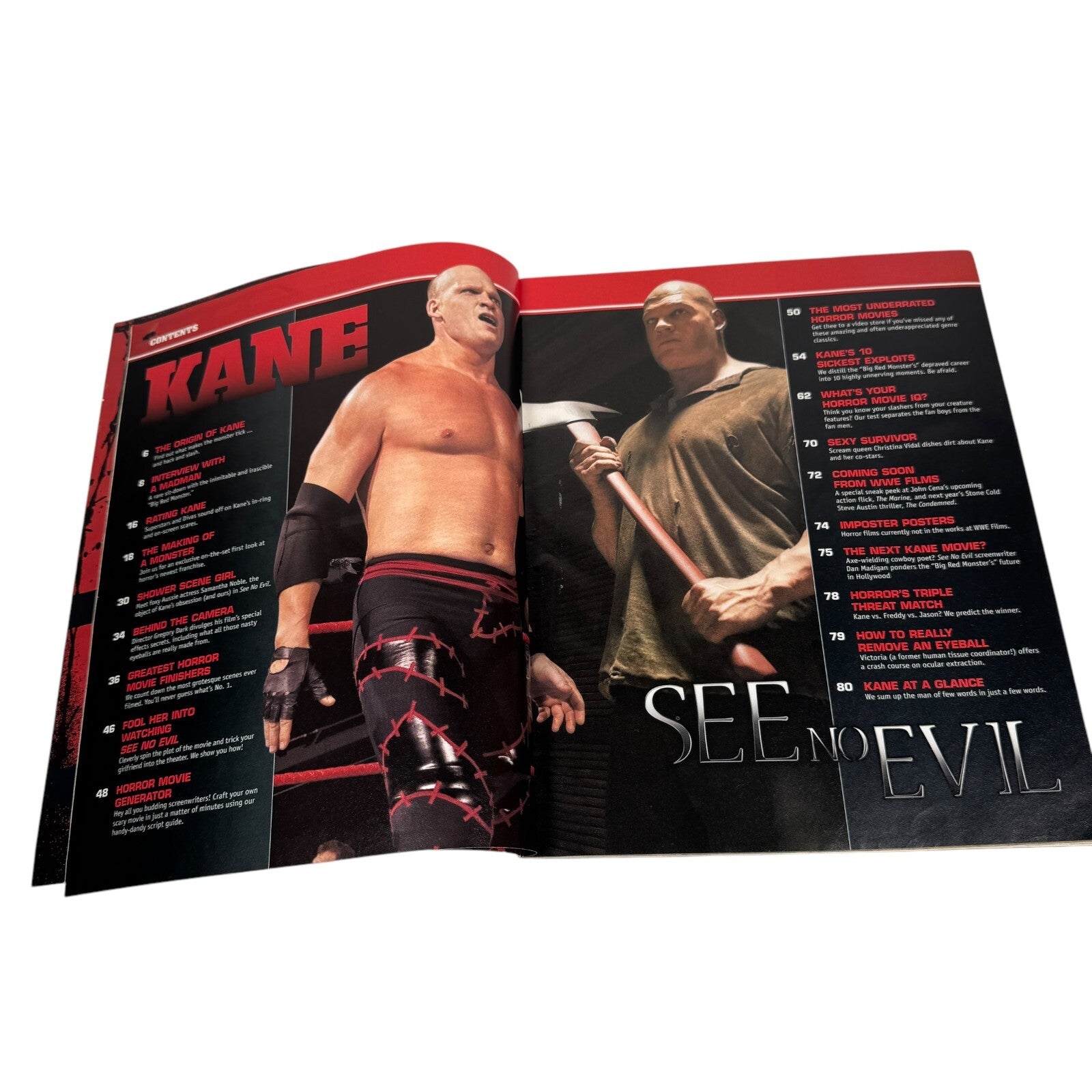 WWE Wrestling Magazine RAW July 2005 KANE See No Evil (No Poster) Horror