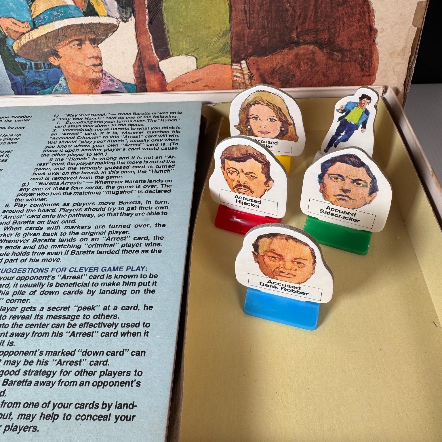 Baretta Milton Bradley Board Game Complete 2-4 Players Ages 8-14 Detective 1976