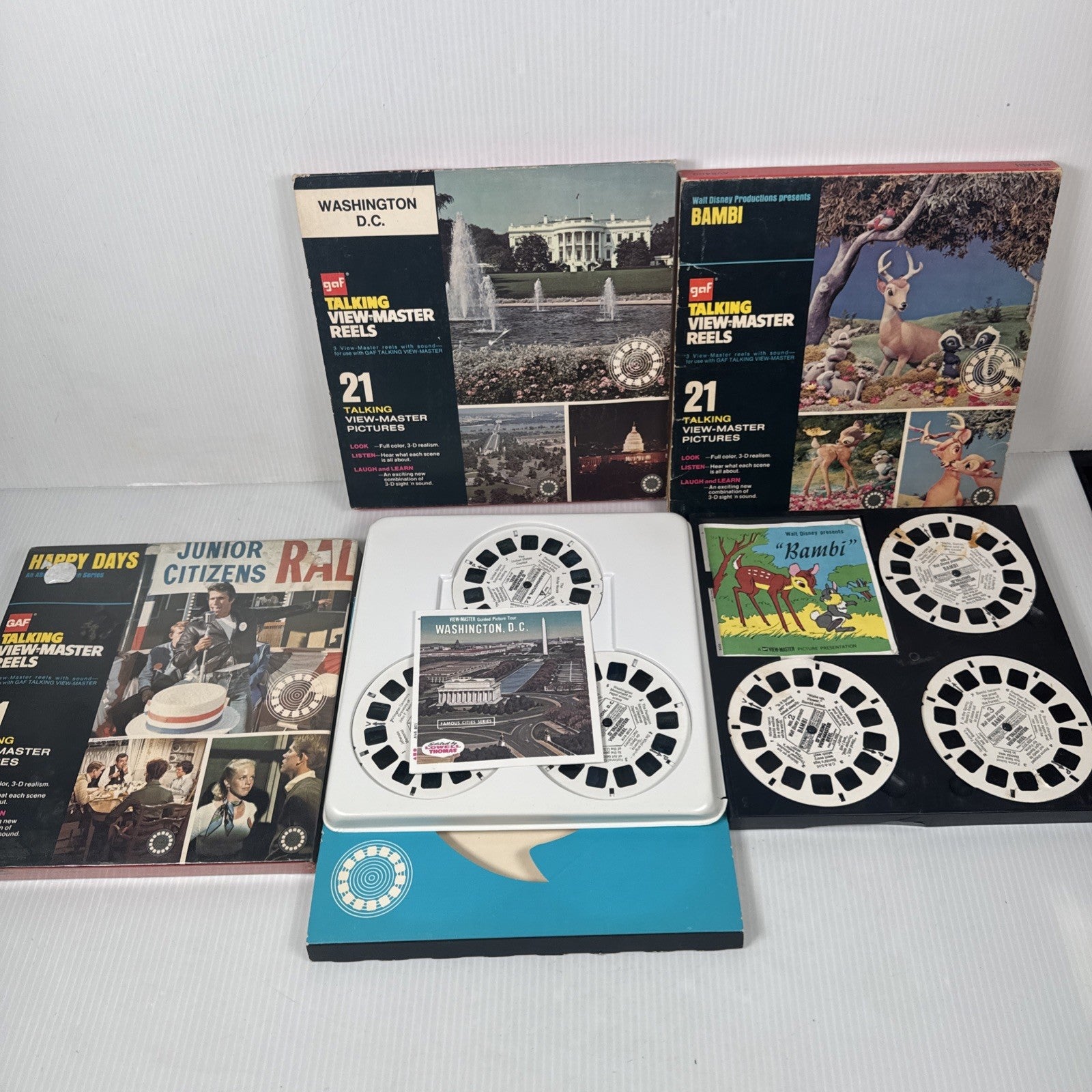 1970's GAF Talking View Master Lot Snoopy Bambi Happy Days & More (Read As Is)