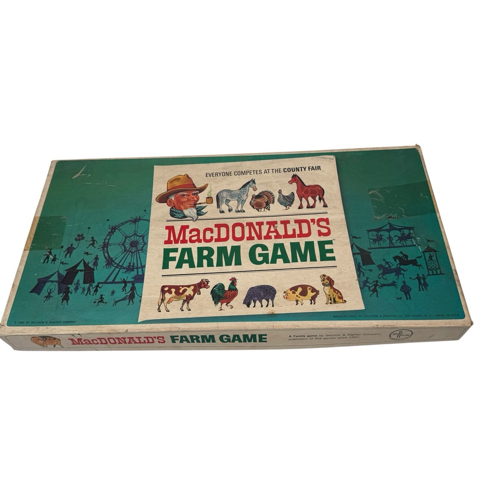 MacDonald's Farm Board Game Animals Farm Spinner Vtg 1965 County Fair Selchow