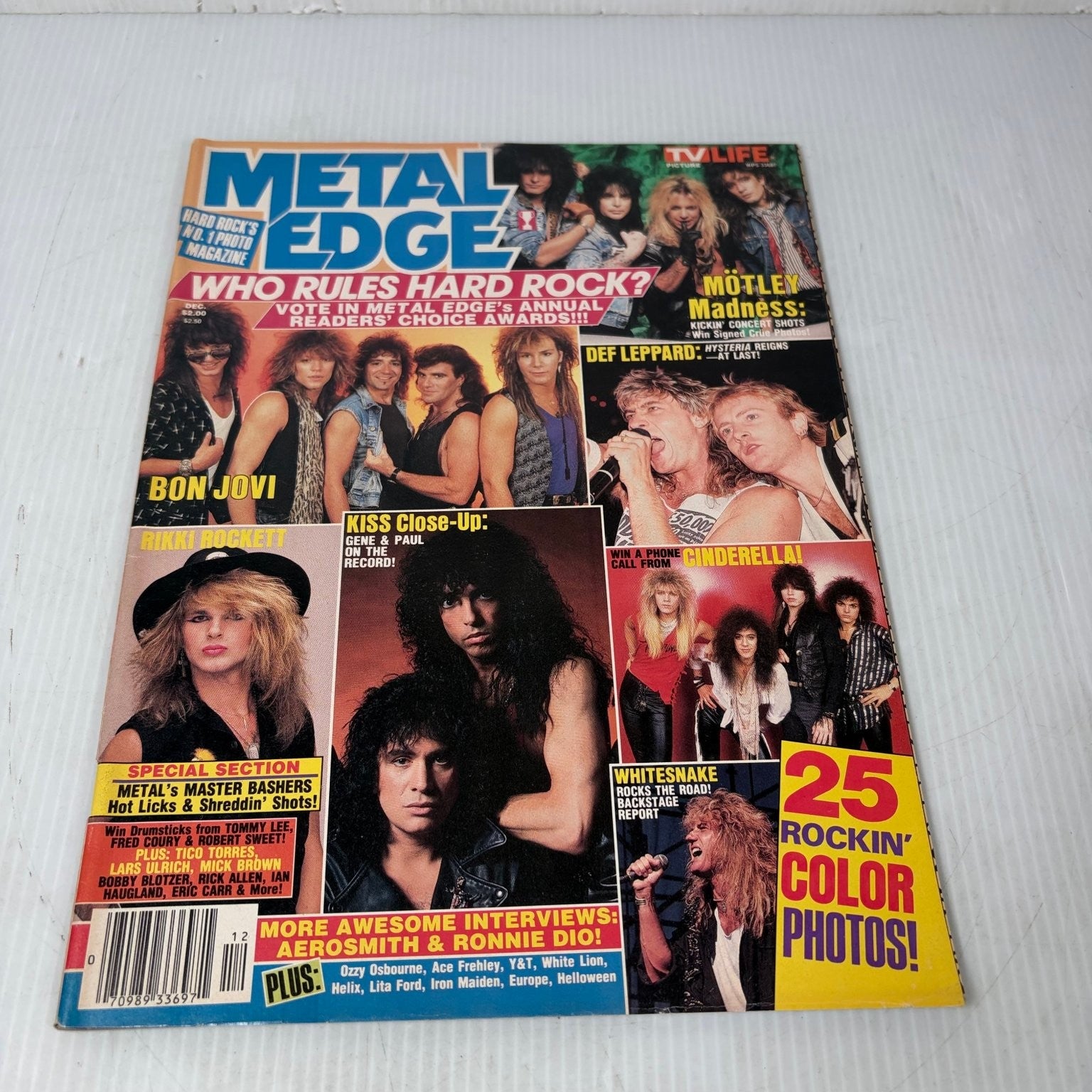 Metal Edge Magazine December 1987 Bon Jovi Motley Crue Def Leppard Hard Rock