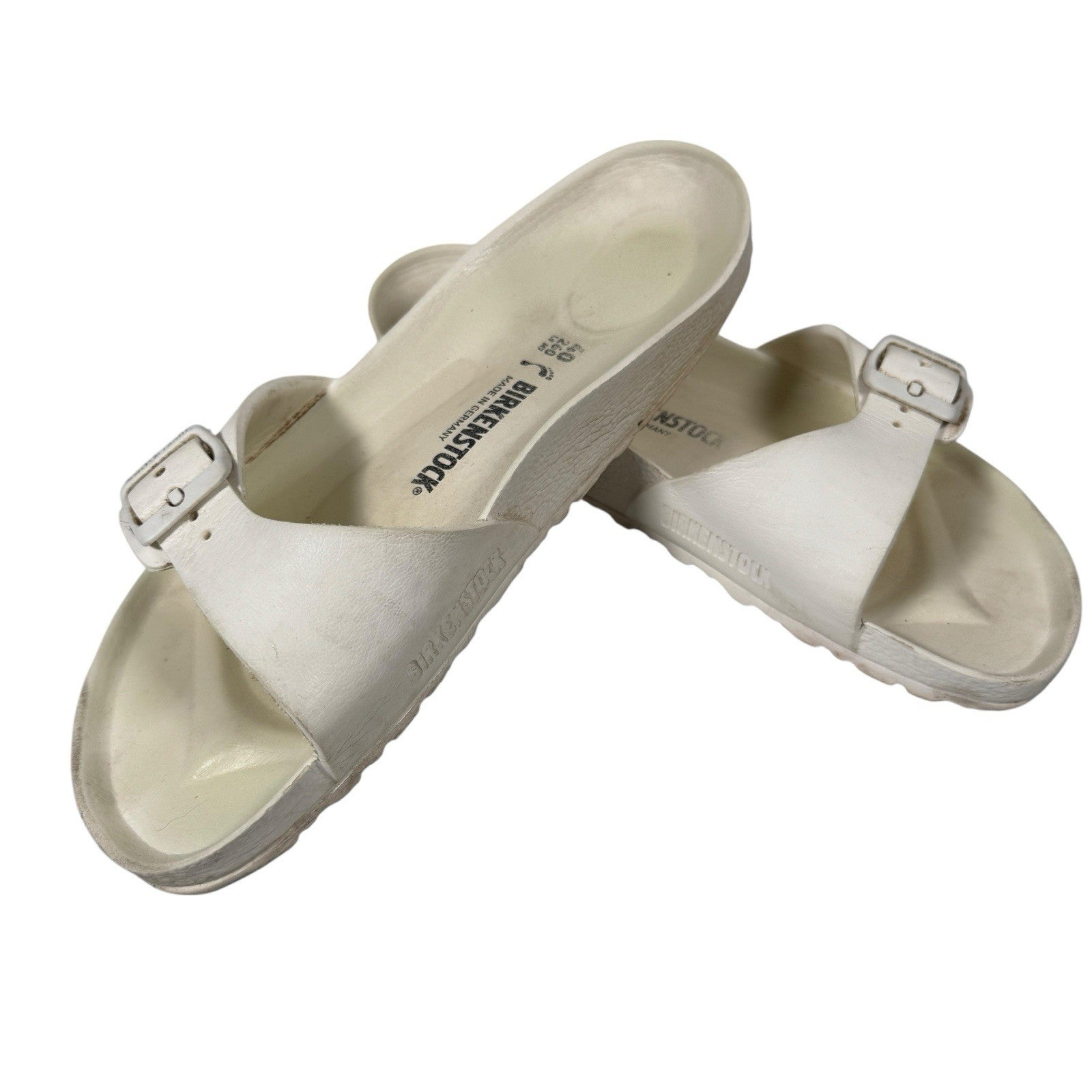 Birkenstock Madrid Essentials EVA Rubber Single Strap Flip Flops Size 40 White