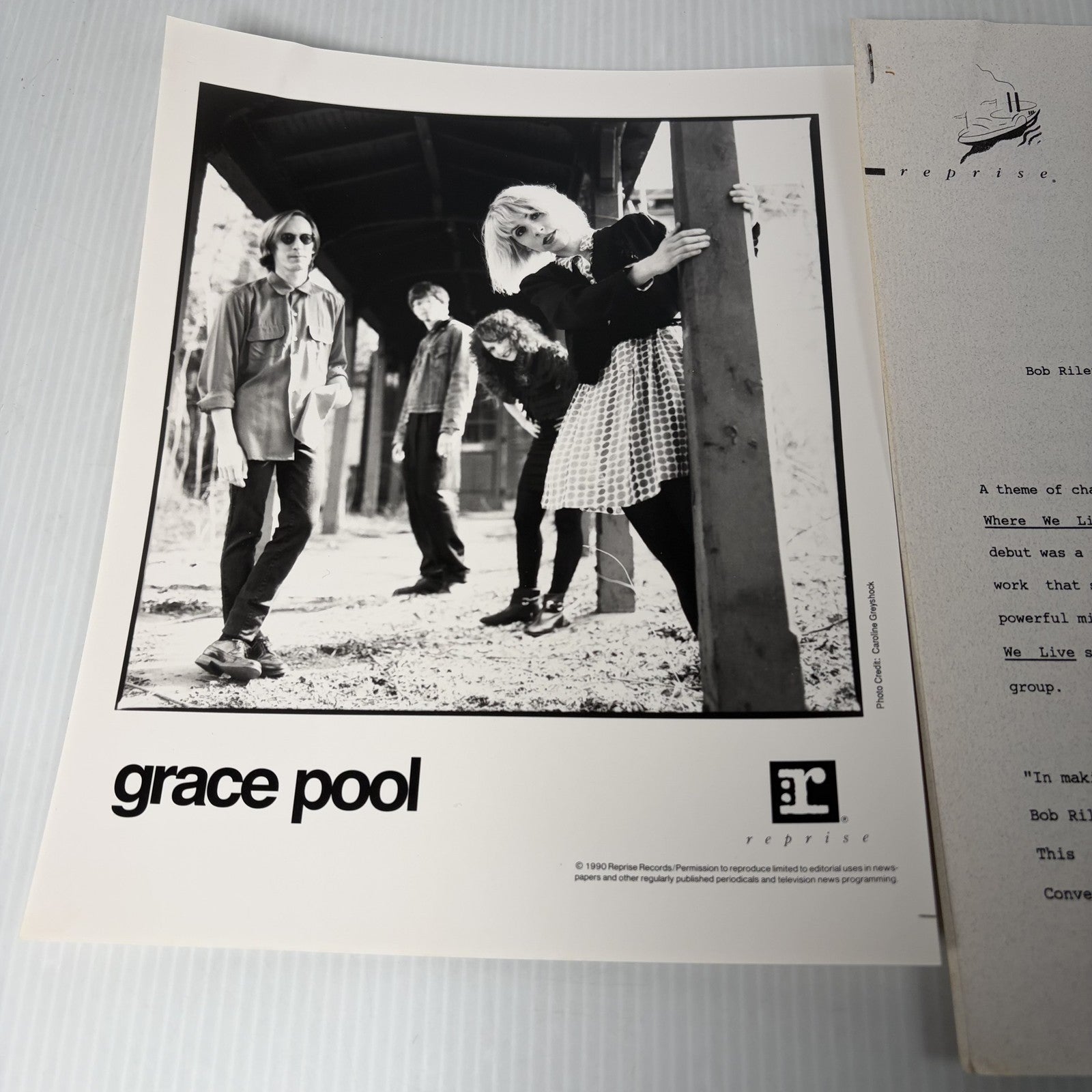 Grace Pool Band 1990 Reprise Records Press Photo & Media Information Sheet Rock